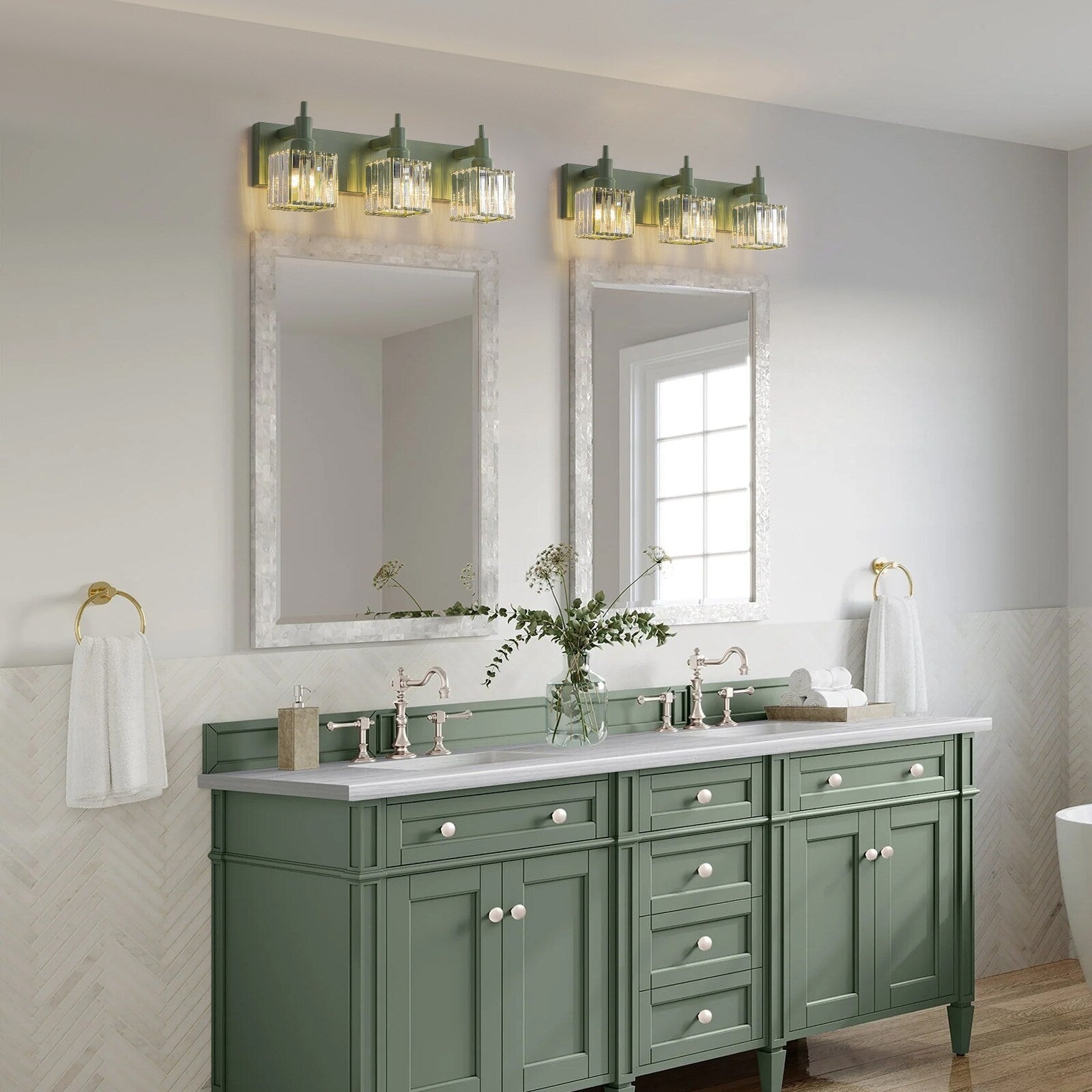 Appliques murales modernes en cristal pour salle de bain à 2, 3 ou 4 lumières