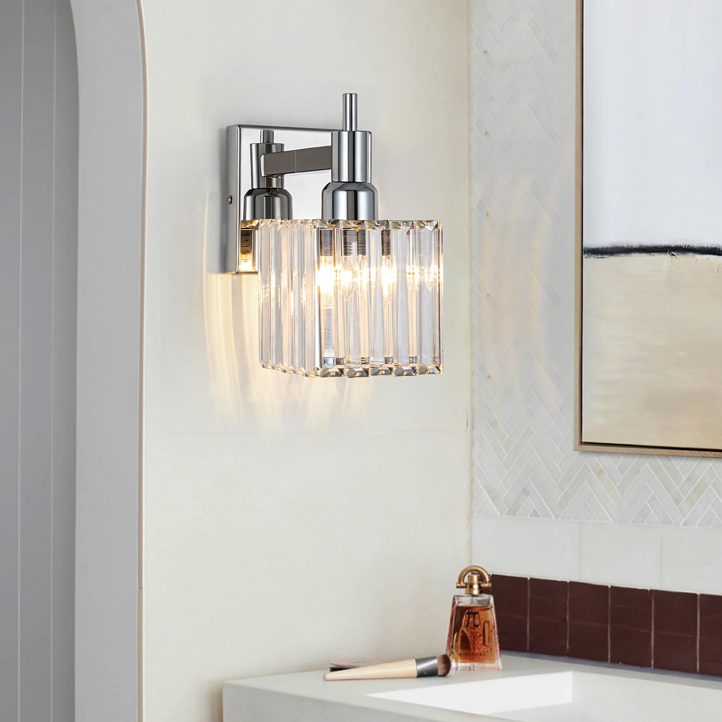 Appliques murales modernes en cristal pour salle de bain à 2, 3 ou 4 lumières