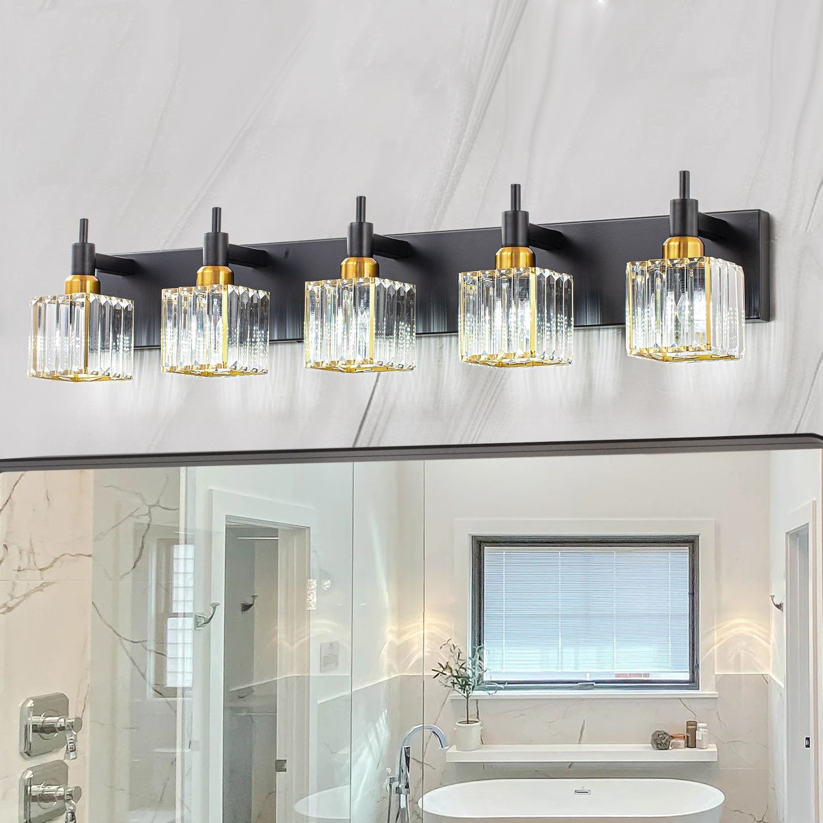 Appliques murales modernes en cristal pour salle de bain à 2, 3 ou 4 lumières