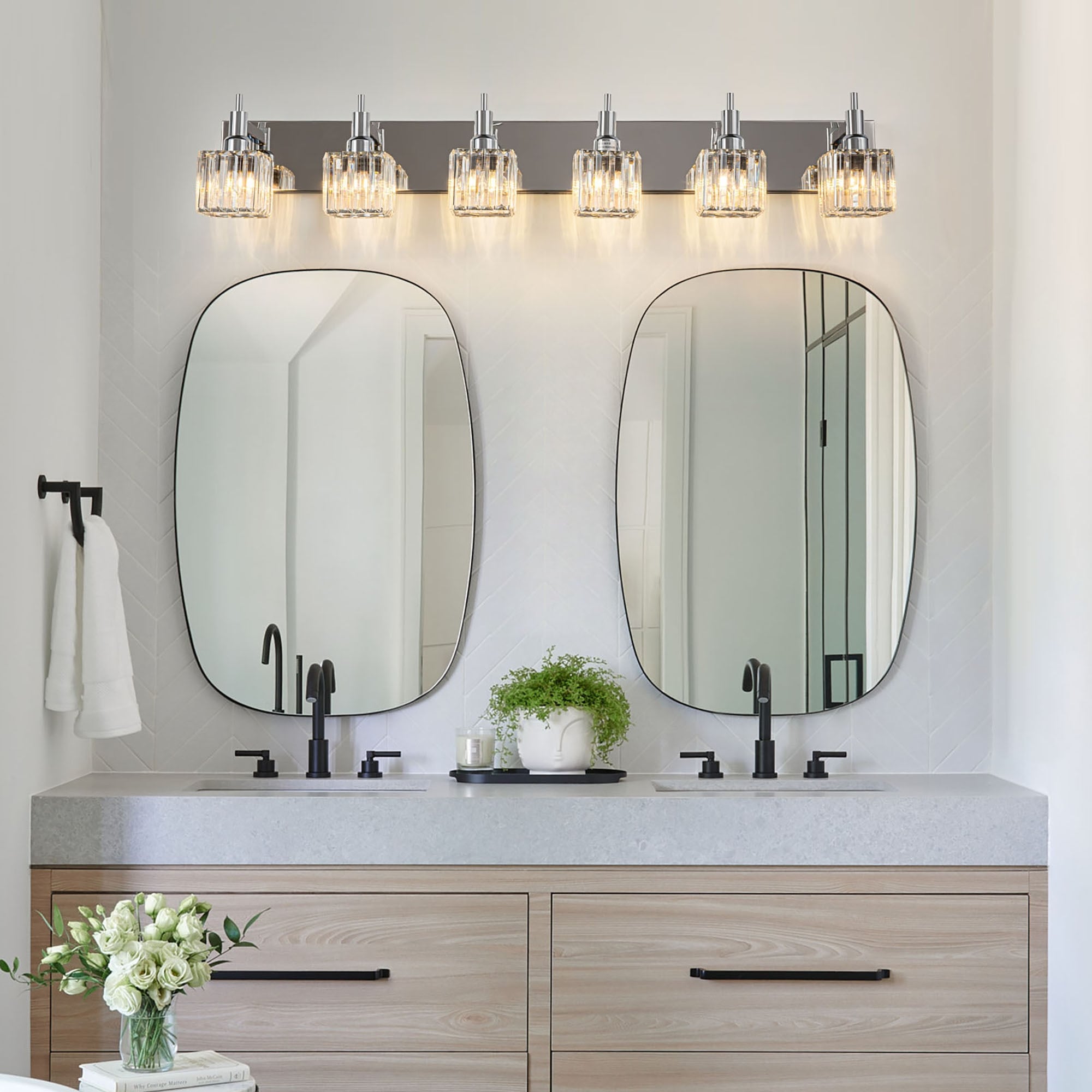 Appliques murales modernes en cristal pour salle de bain à 2, 3 ou 4 lumières