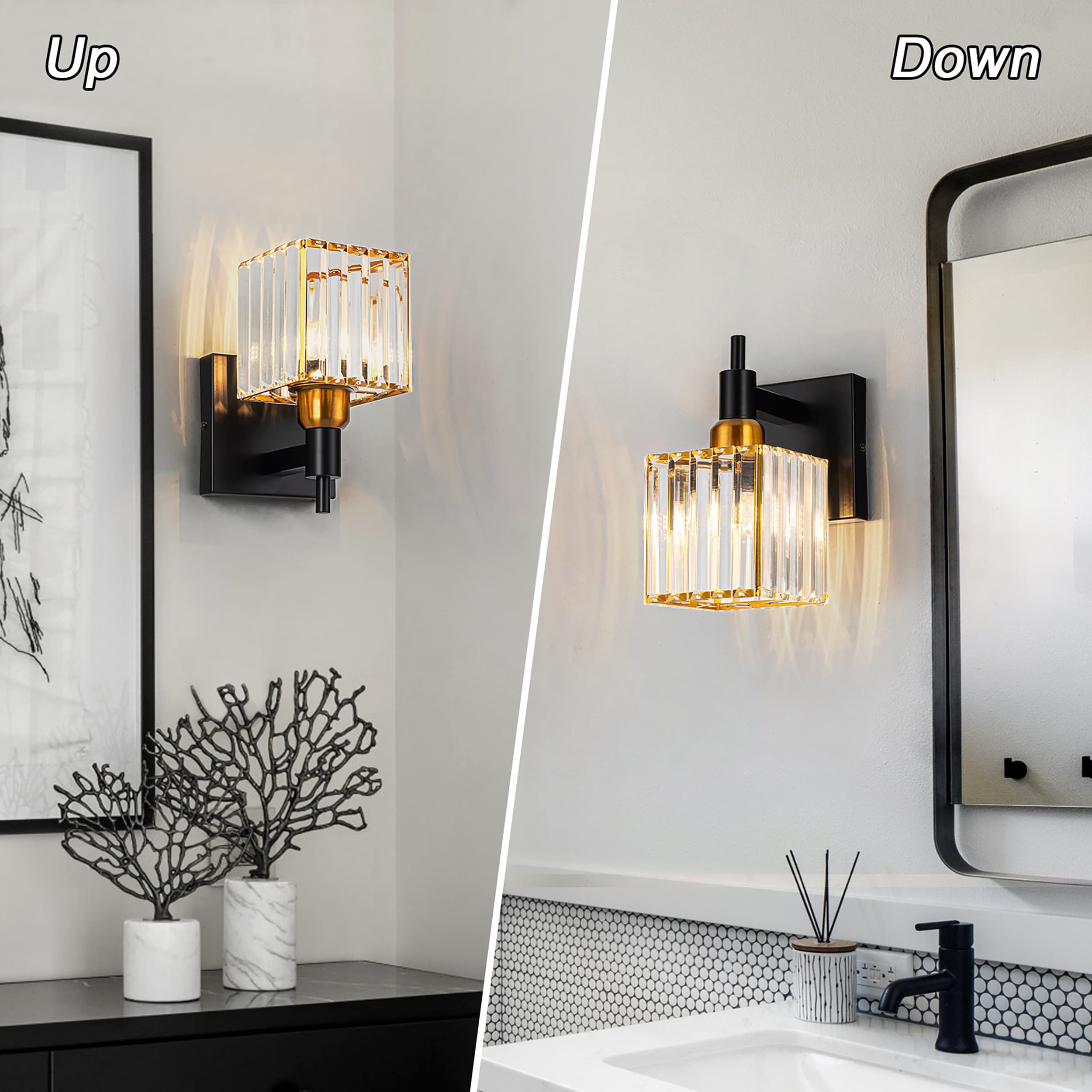 Appliques murales modernes en cristal pour salle de bain à 2, 3 ou 4 lumières