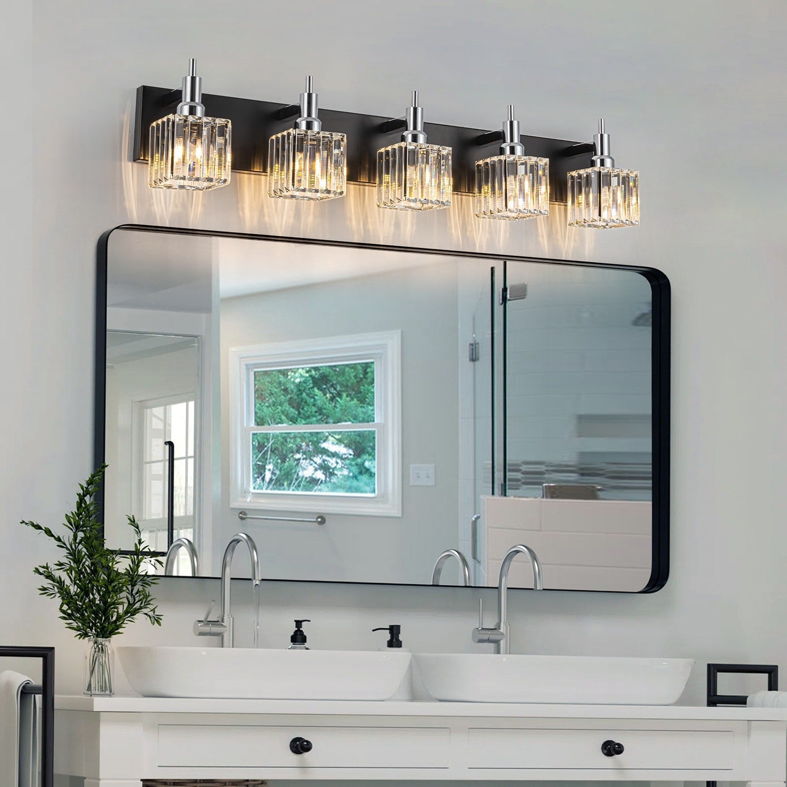 Appliques murales modernes en cristal pour salle de bain à 2, 3 ou 4 lumières