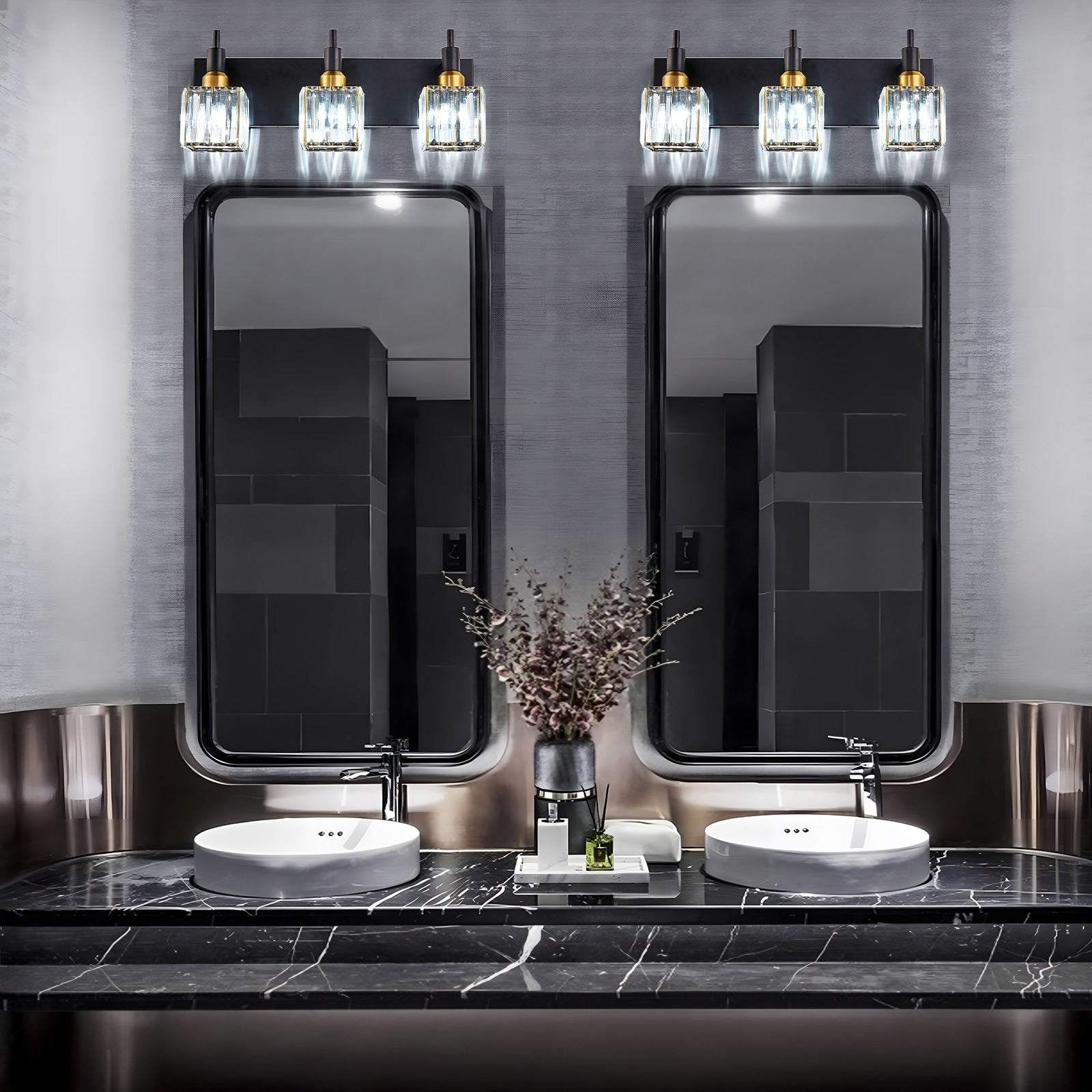Appliques murales modernes en cristal pour salle de bain à 2, 3 ou 4 lumières