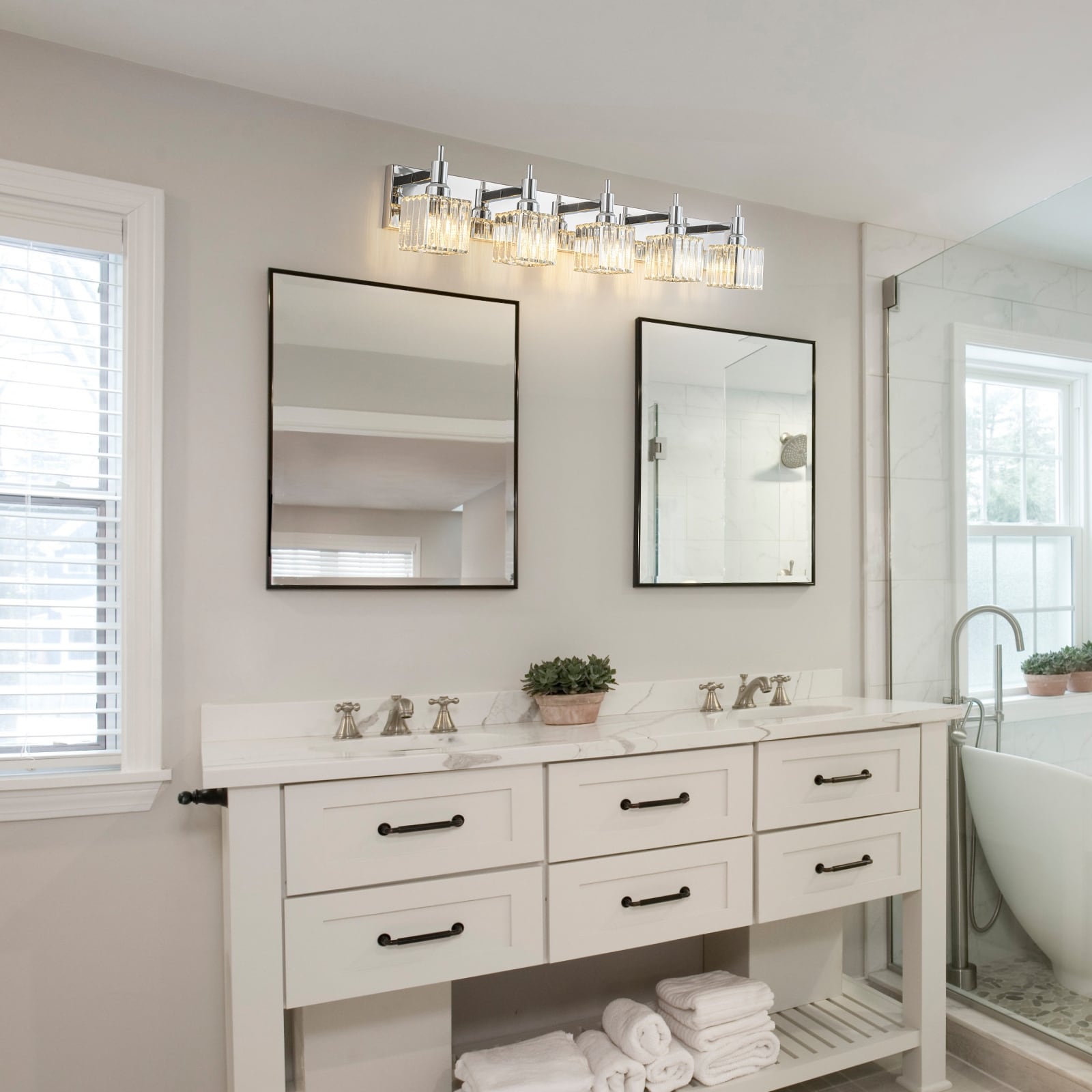 Appliques murales modernes en cristal pour salle de bain à 2, 3 ou 4 lumières