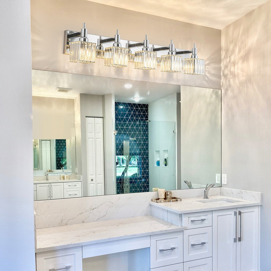 Appliques murales modernes en cristal pour salle de bain à 2, 3 ou 4 lumières