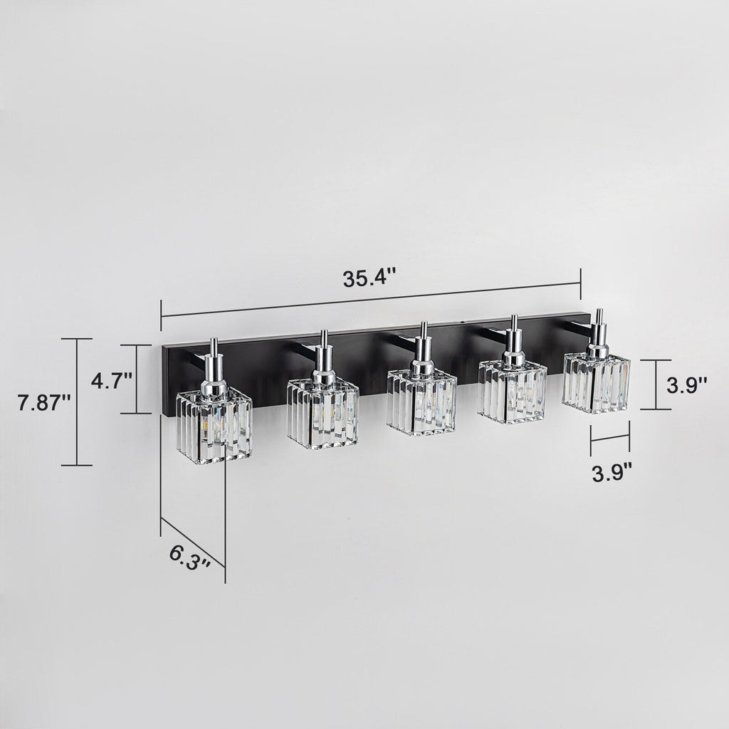 Appliques murales modernes en cristal pour salle de bain à 2, 3 ou 4 lumières