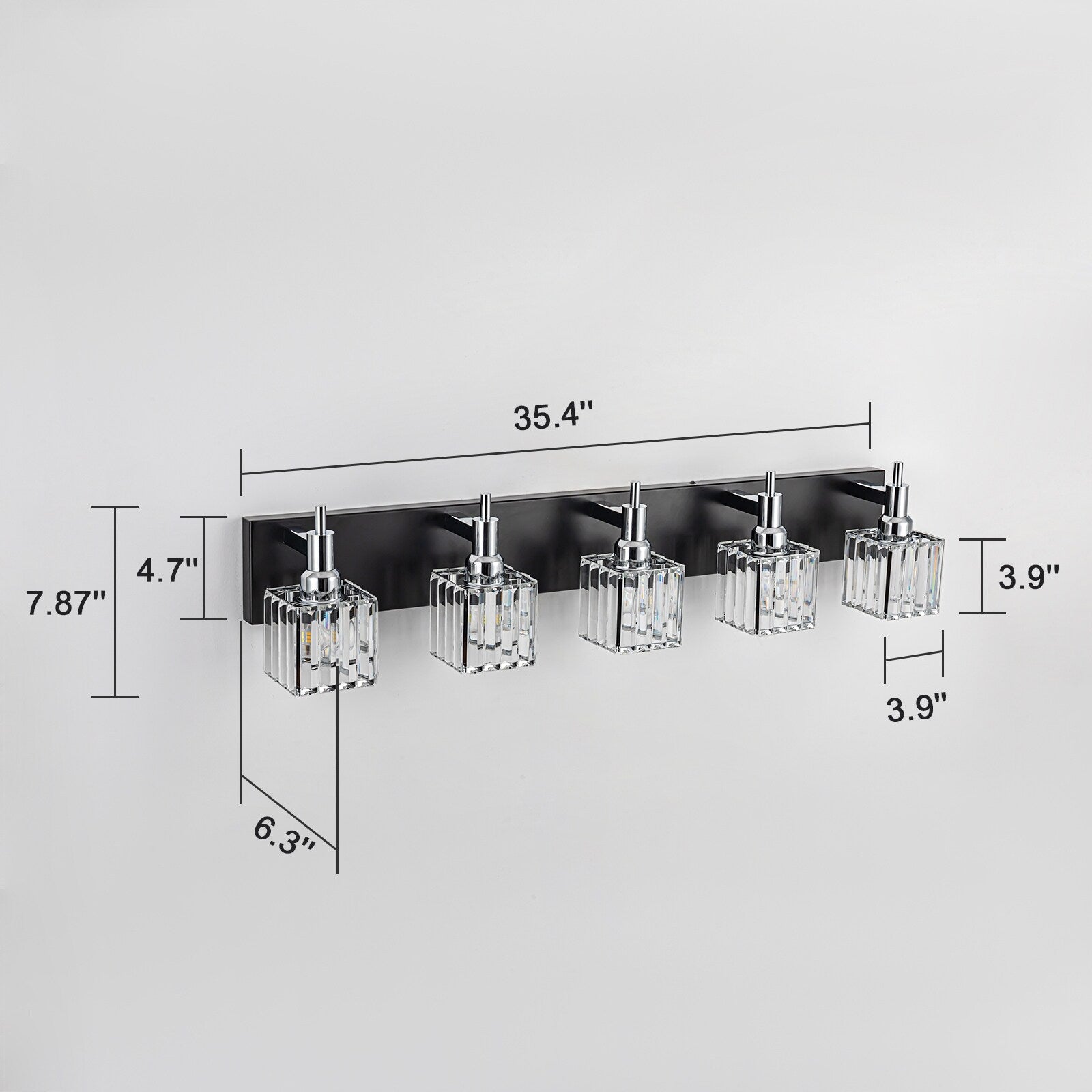 Appliques murales modernes en cristal pour salle de bain à 2, 3 ou 4 lumières