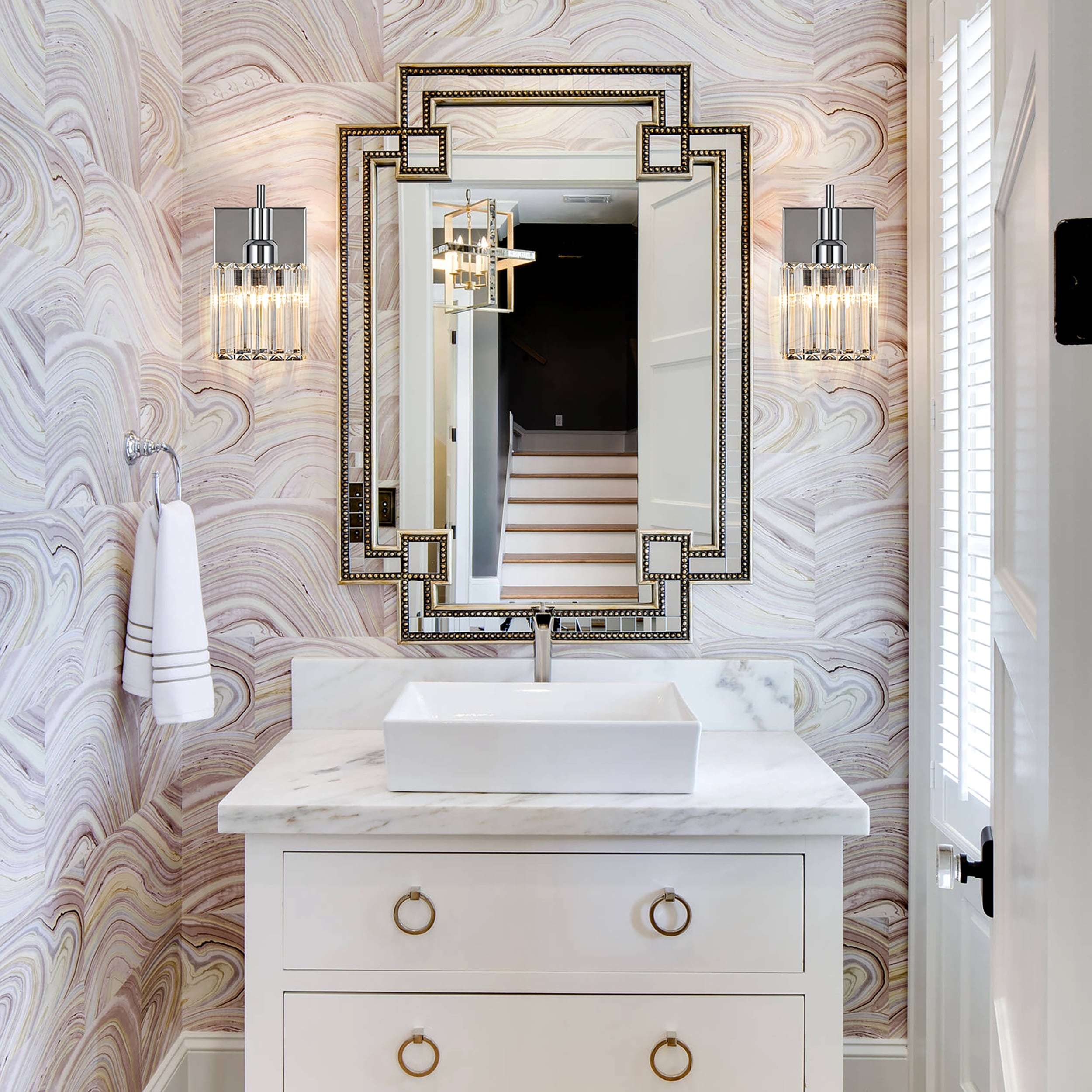 Appliques murales modernes en cristal pour salle de bain à 2, 3 ou 4 lumières