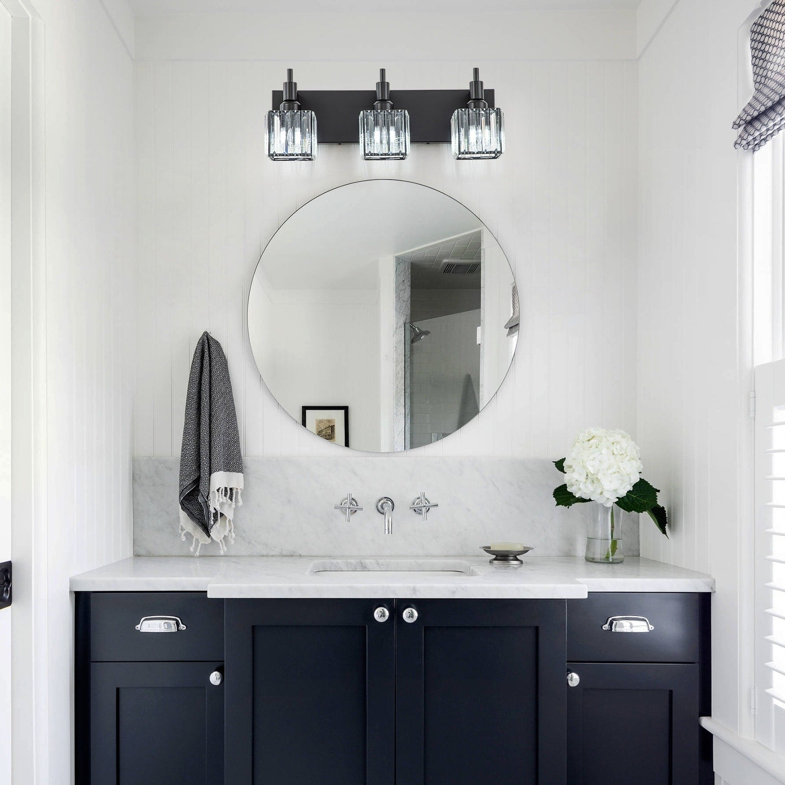 Appliques murales modernes en cristal pour salle de bain à 2, 3 ou 4 lumières