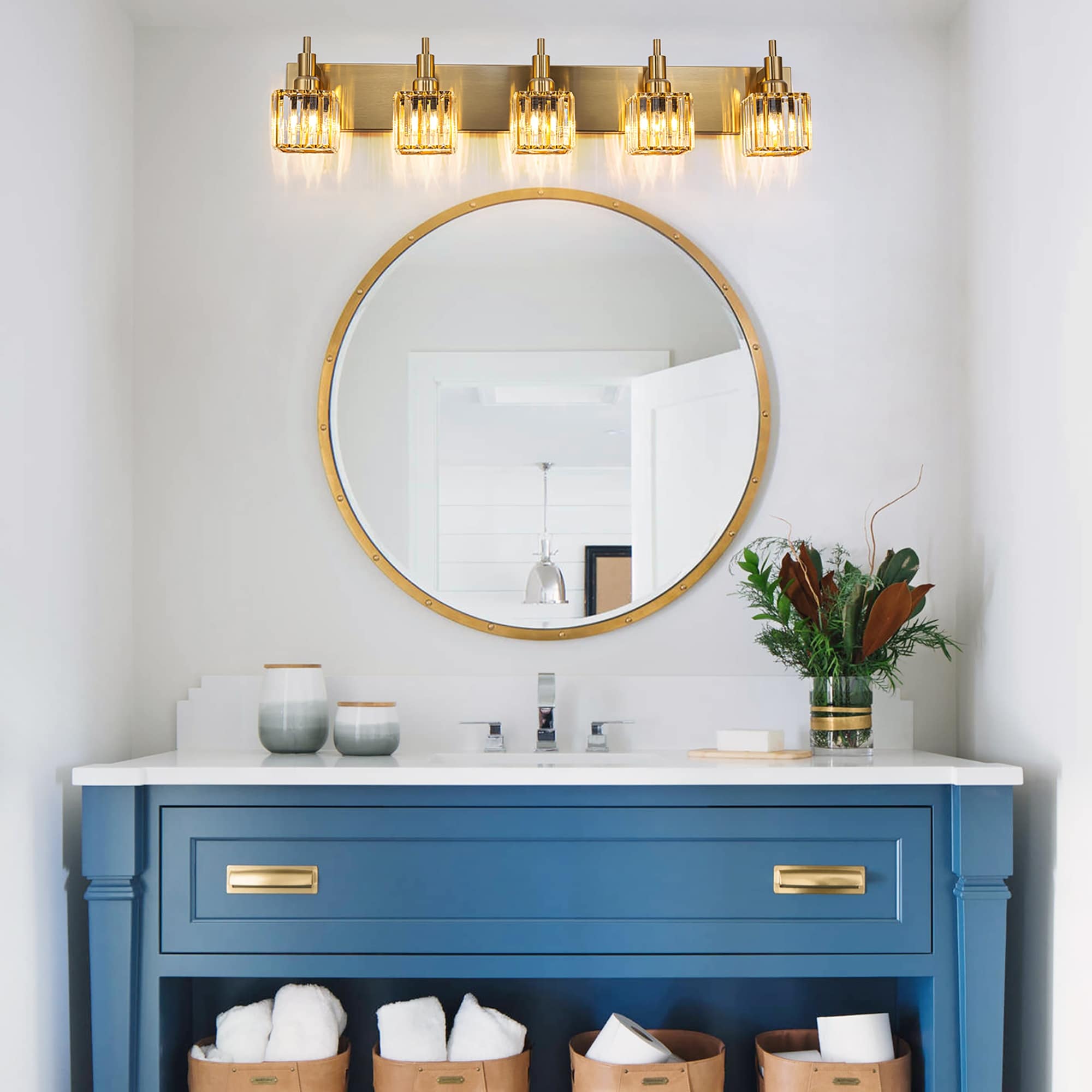 Appliques murales modernes en cristal pour salle de bain à 2, 3 ou 4 lumières