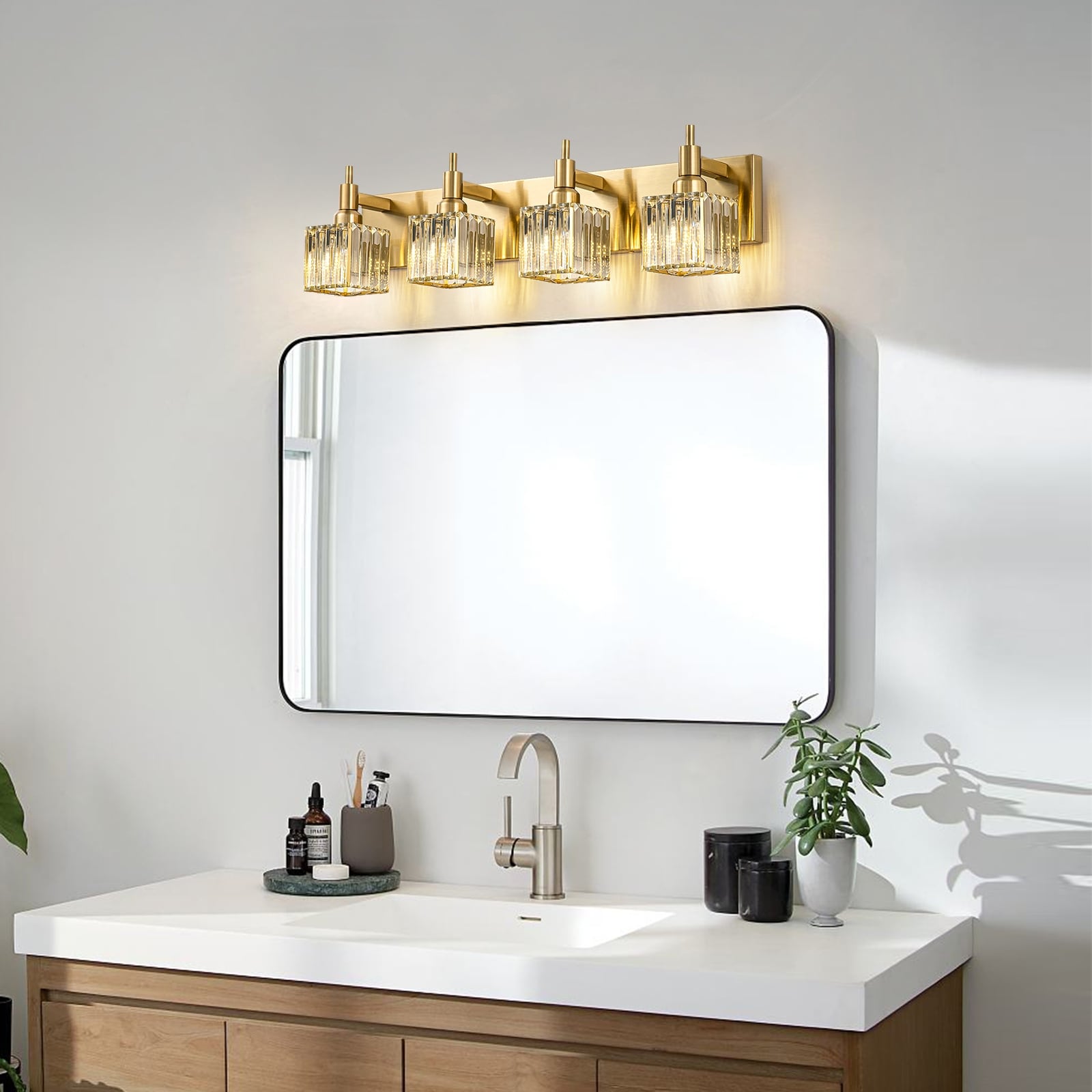 Appliques murales modernes en cristal pour salle de bain à 2, 3 ou 4 lumières