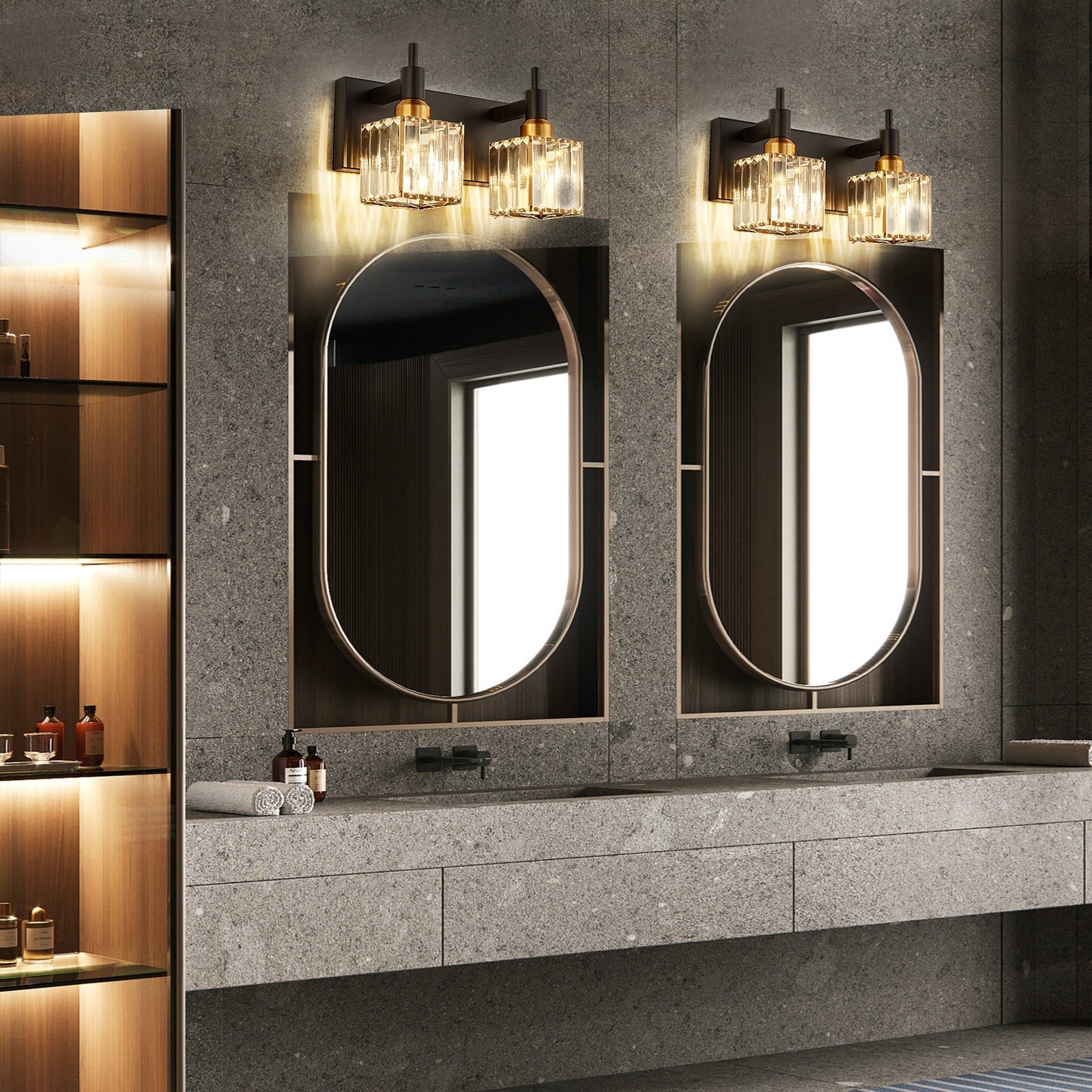 Appliques murales modernes en cristal pour salle de bain à 2, 3 ou 4 lumières
