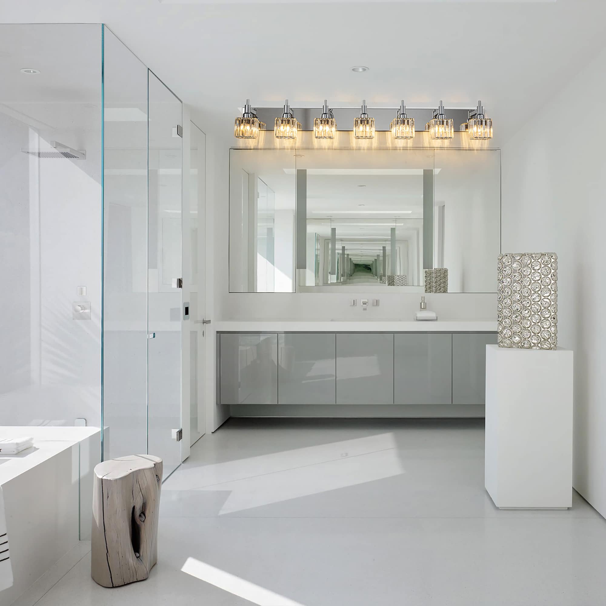 Appliques murales modernes en cristal pour salle de bain à 2, 3 ou 4 lumières