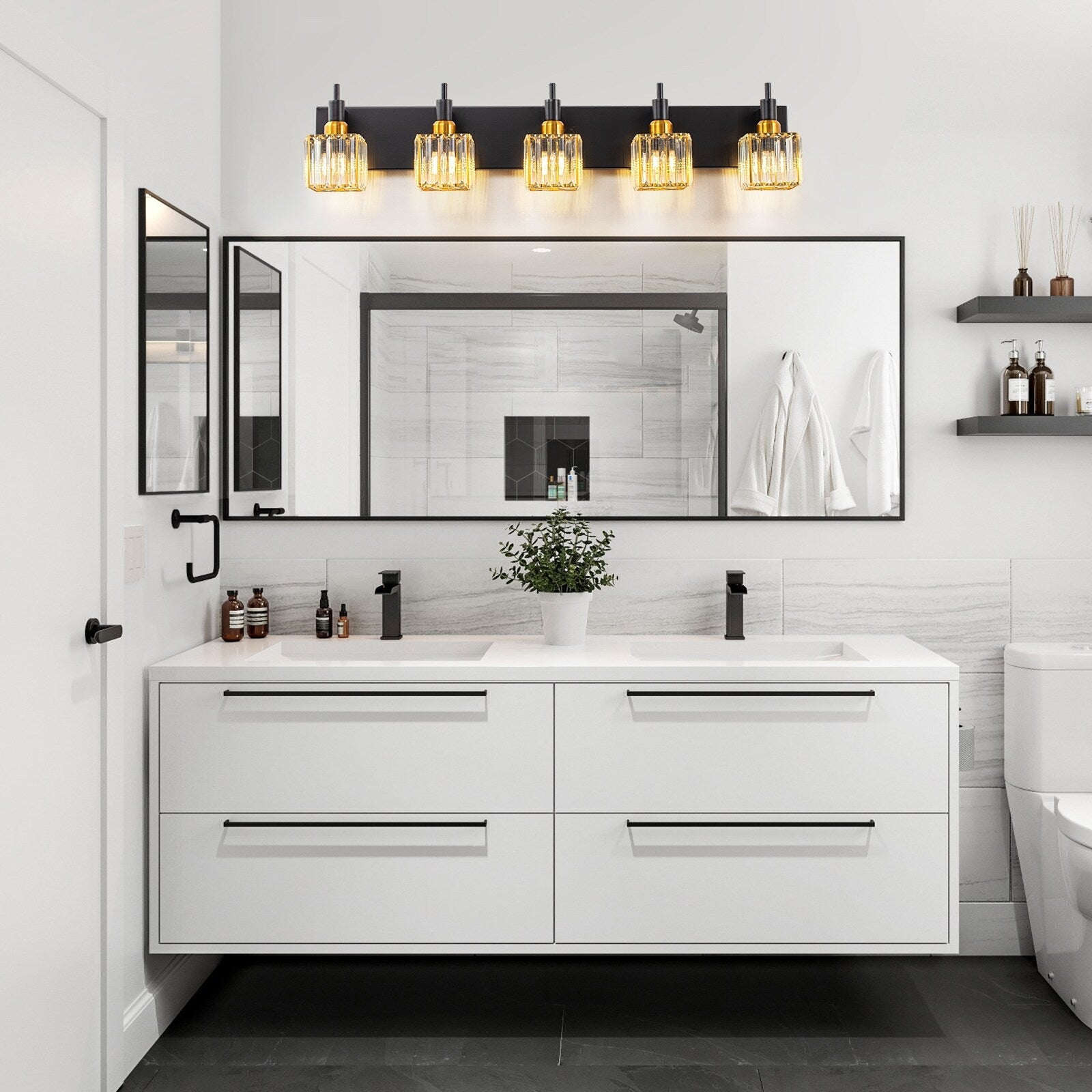 Appliques murales modernes en cristal pour salle de bain à 2, 3 ou 4 lumières