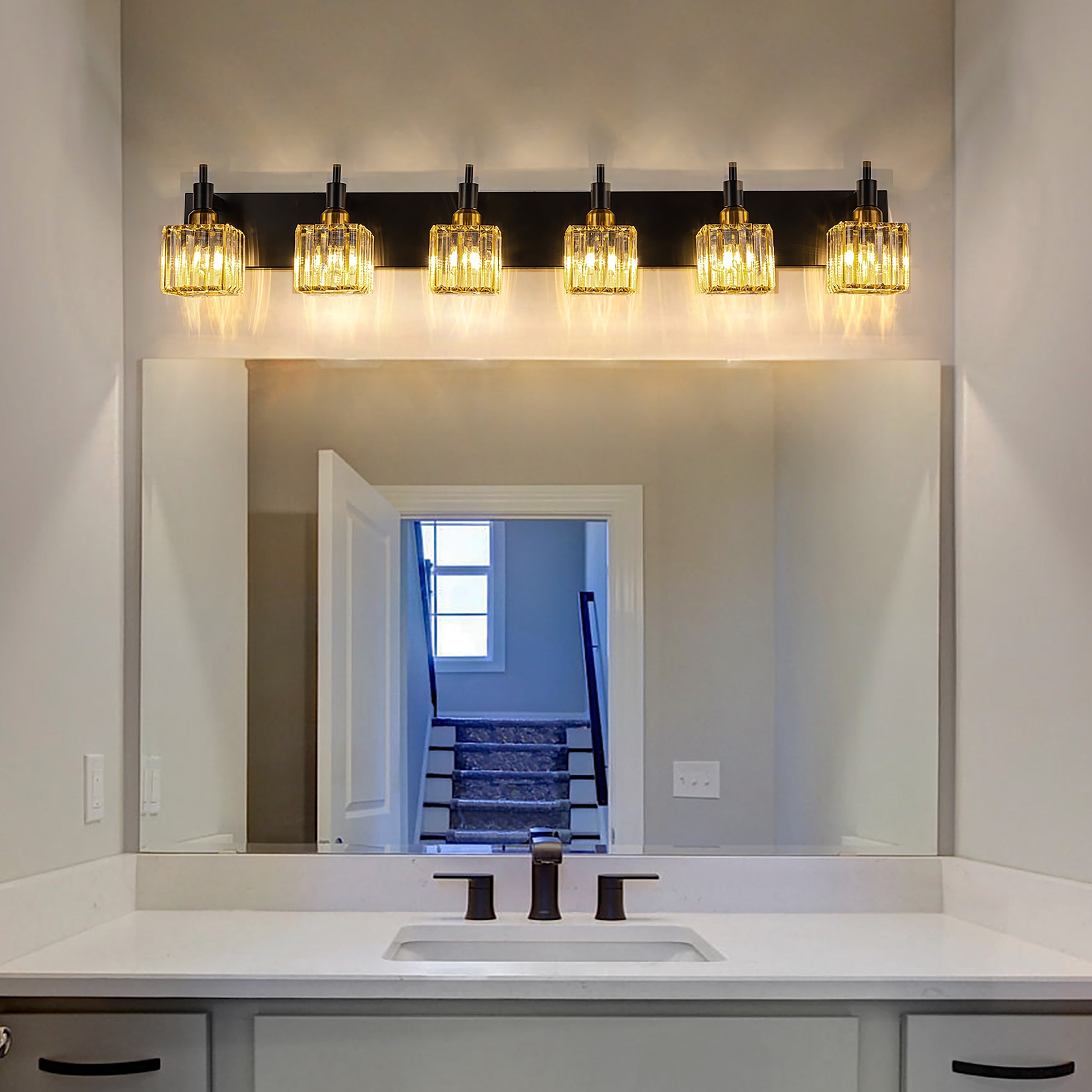 Appliques murales modernes en cristal pour salle de bain à 2, 3 ou 4 lumières