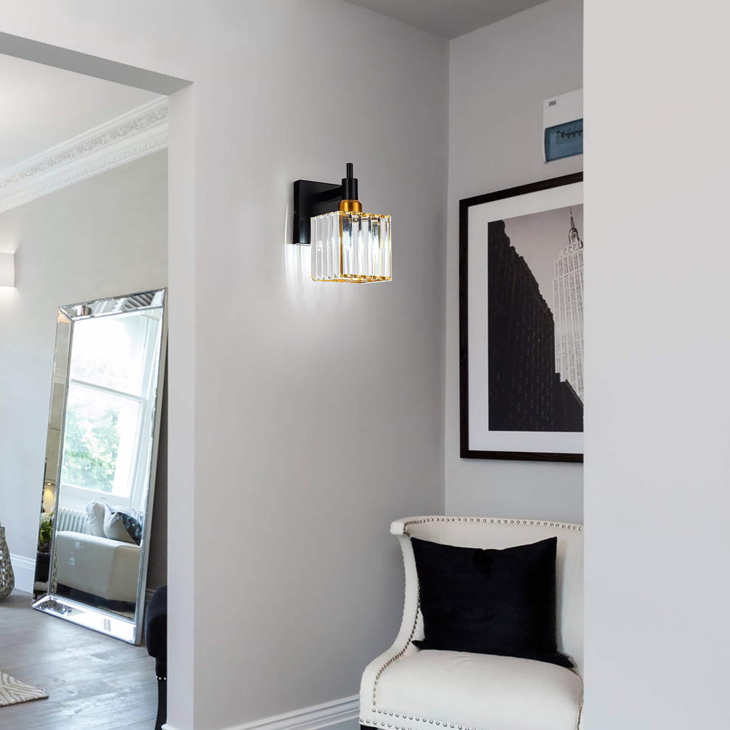 Appliques murales modernes en cristal pour salle de bain à 2, 3 ou 4 lumières