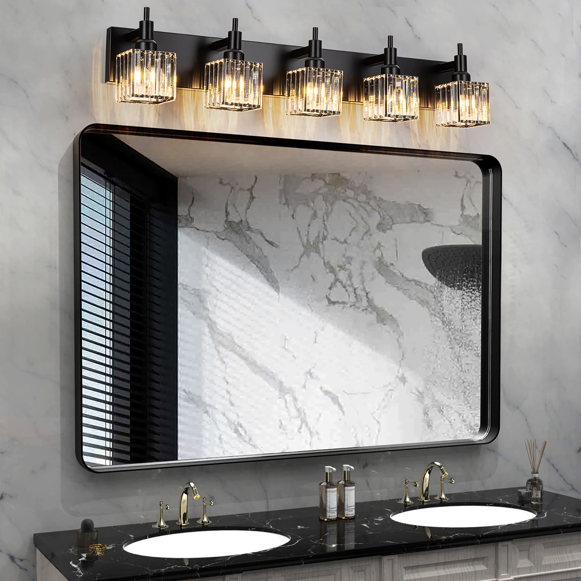 Appliques murales modernes en cristal pour salle de bain à 2, 3 ou 4 lumières