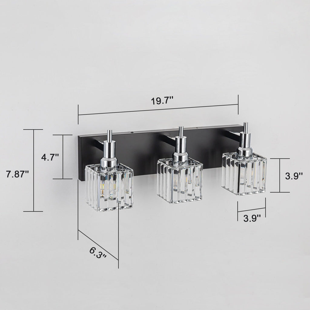 Appliques murales modernes en cristal pour salle de bain à 2, 3 ou 4 lumières