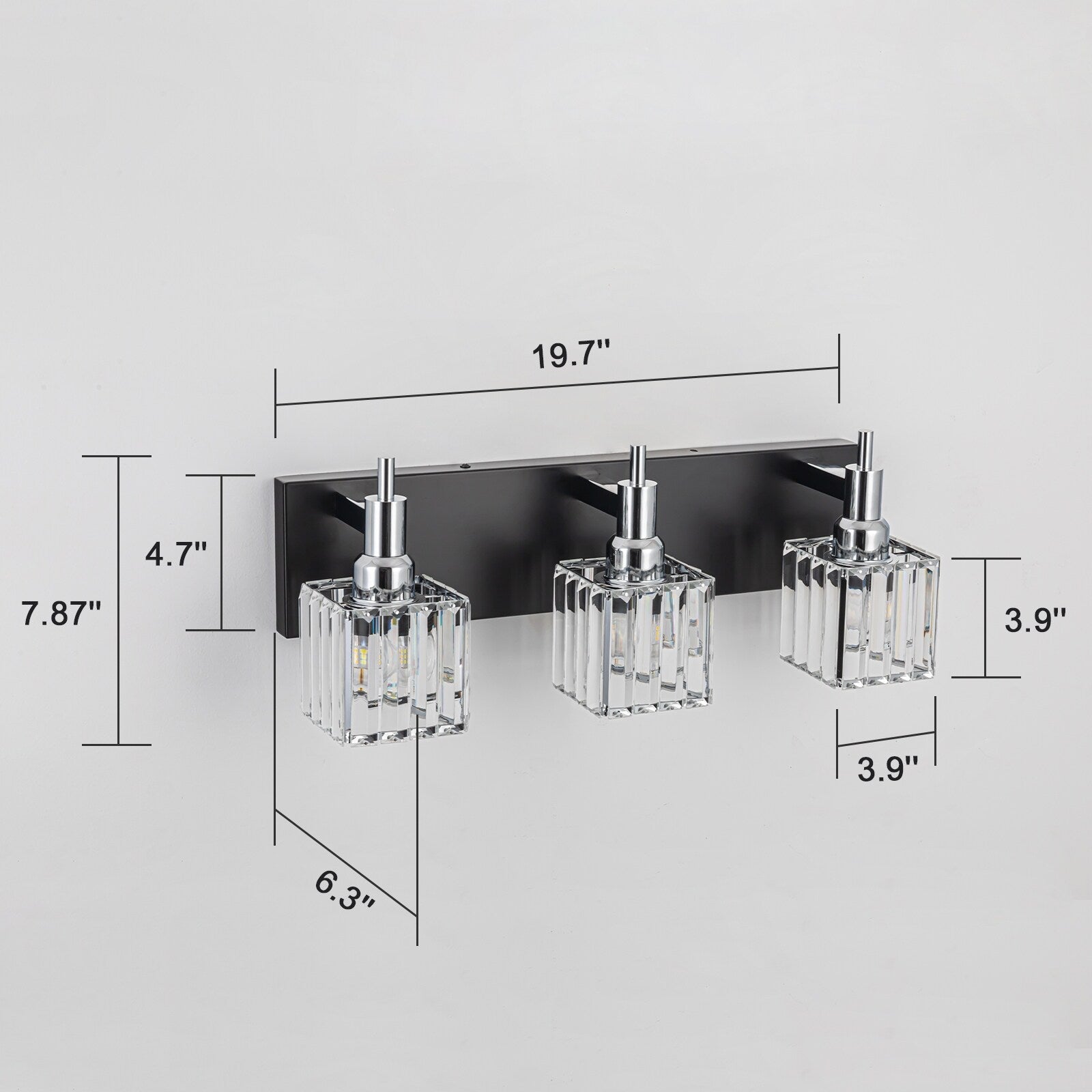 Appliques murales modernes en cristal pour salle de bain à 2, 3 ou 4 lumières
