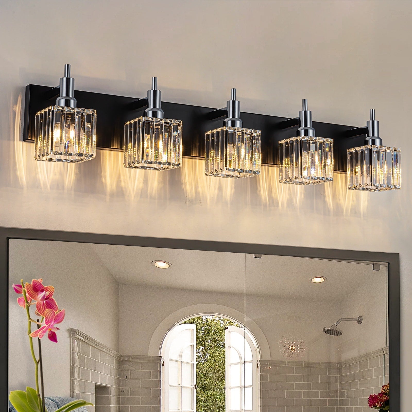 Appliques murales modernes en cristal pour salle de bain à 2, 3 ou 4 lumières