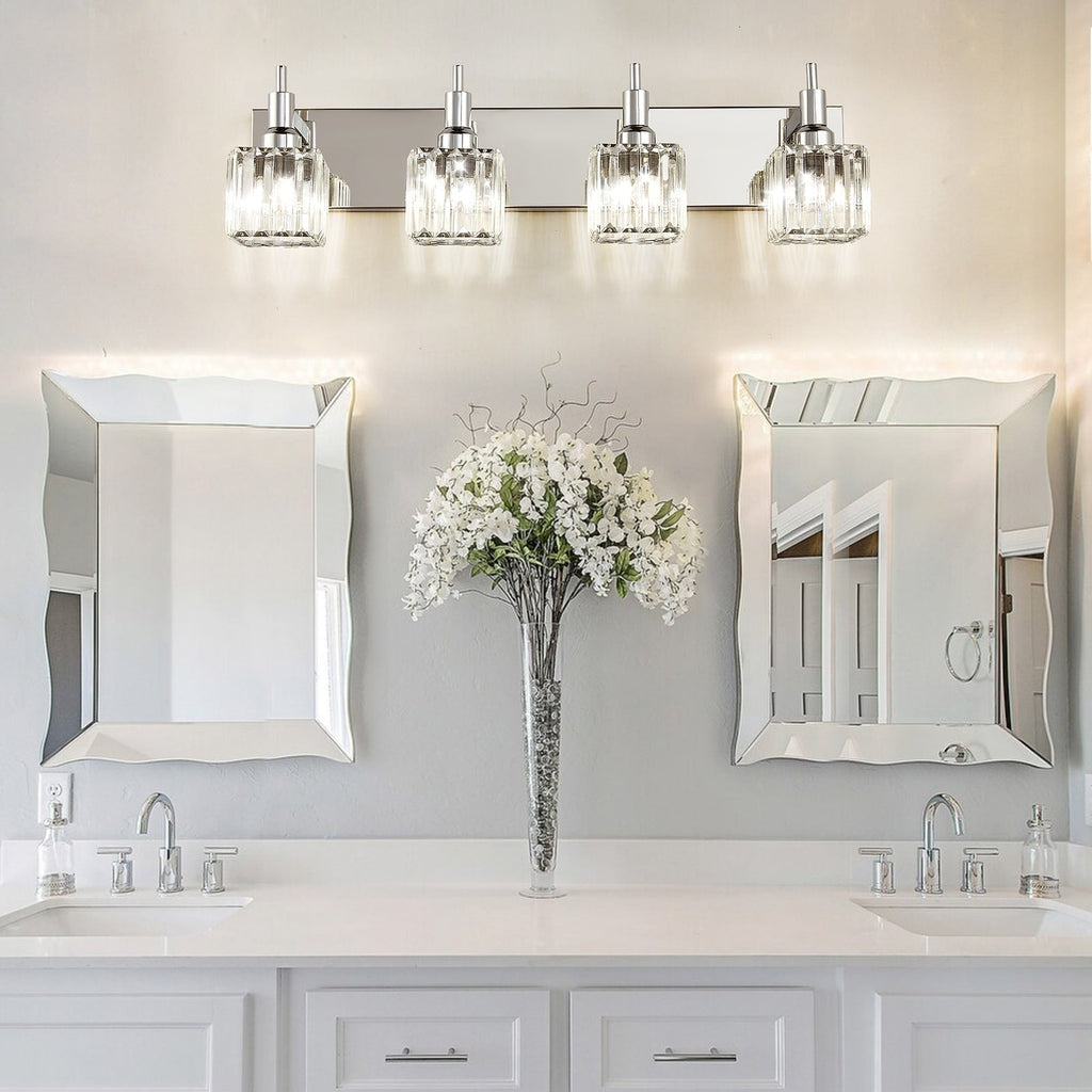 Appliques murales modernes en cristal pour salle de bain à 2, 3 ou 4 lumières