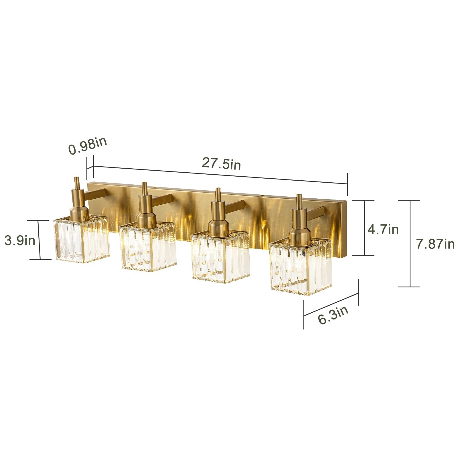 Appliques murales modernes en cristal pour salle de bain à 2, 3 ou 4 lumières