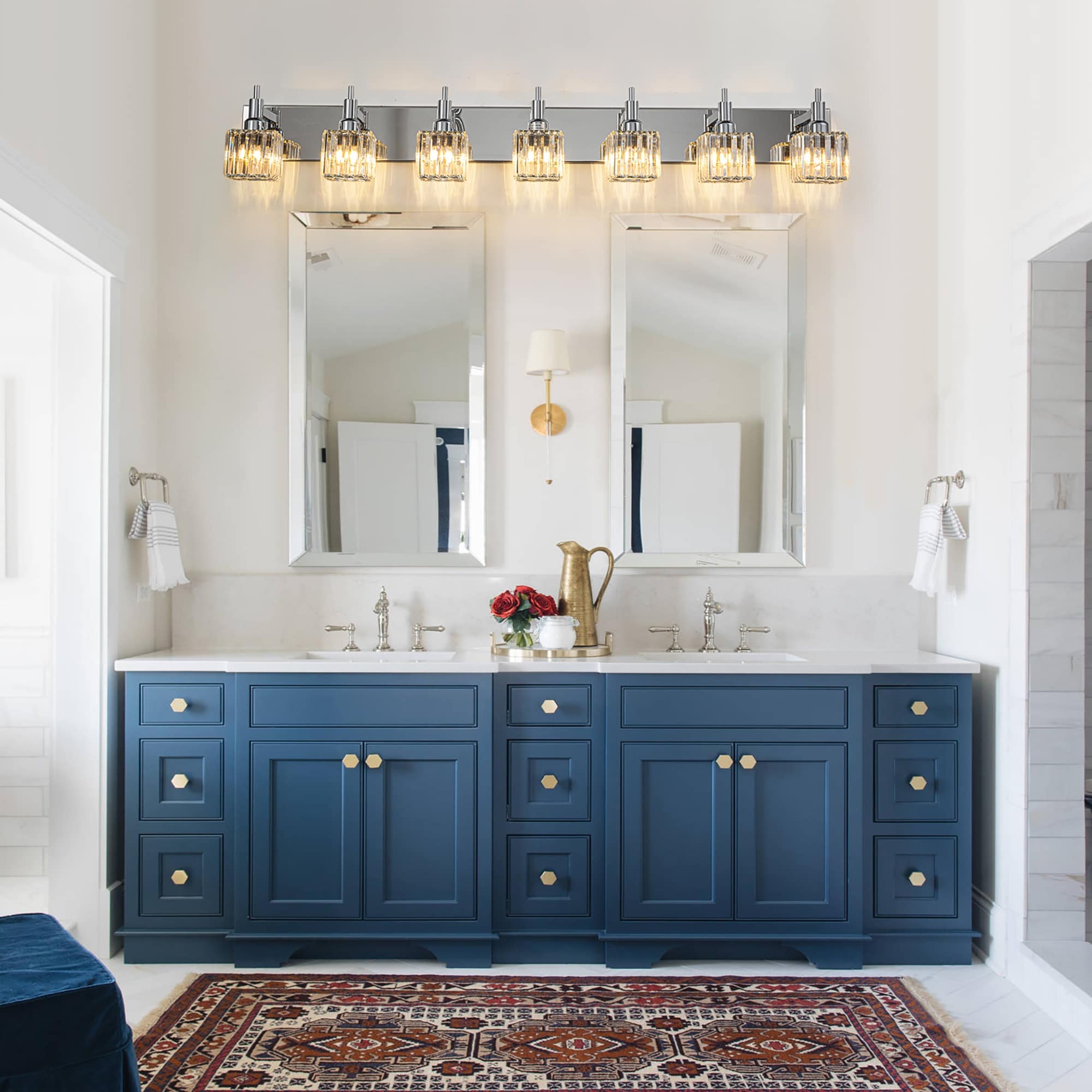 Appliques murales modernes en cristal pour salle de bain à 2, 3 ou 4 lumières