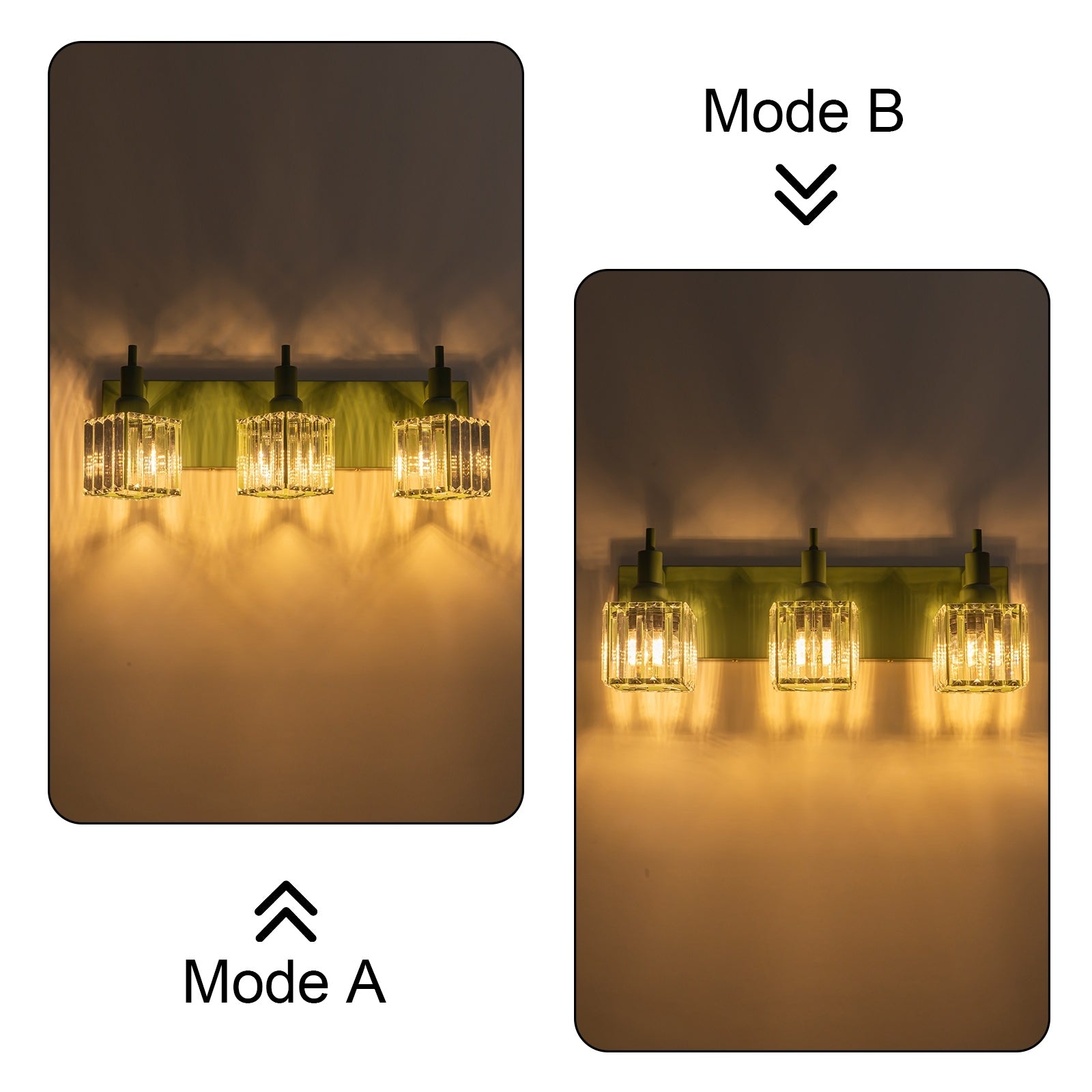 Appliques murales modernes en cristal pour salle de bain à 2, 3 ou 4 lumières