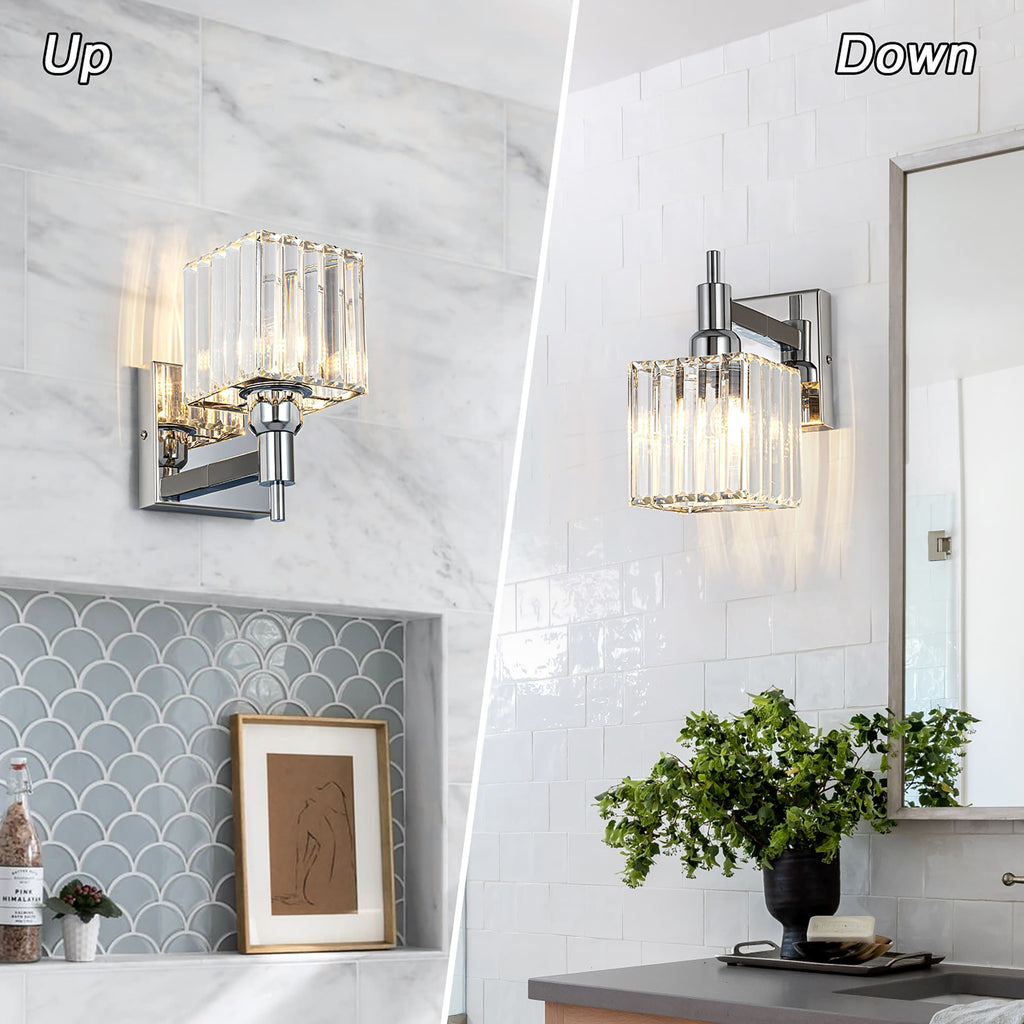 Appliques murales modernes en cristal pour salle de bain à 2, 3 ou 4 lumières