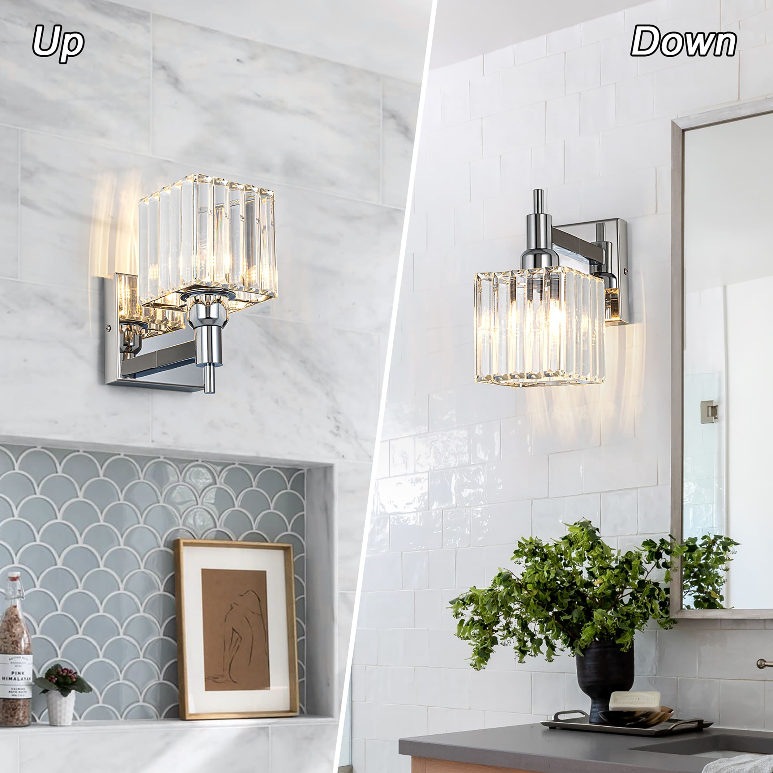 Appliques murales modernes en cristal pour salle de bain à 2, 3 ou 4 lumières