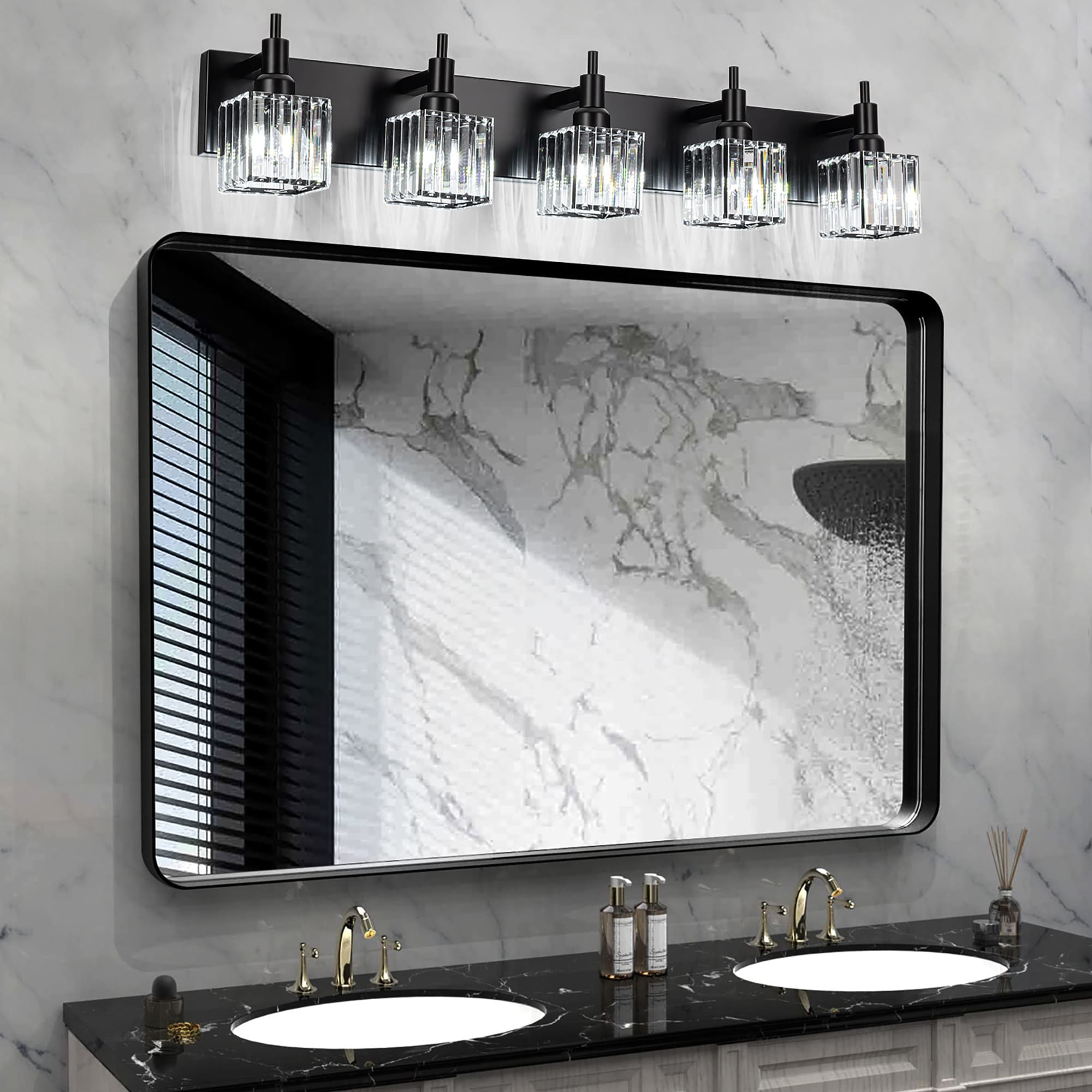 Appliques murales modernes en cristal pour salle de bain à 2, 3 ou 4 lumières