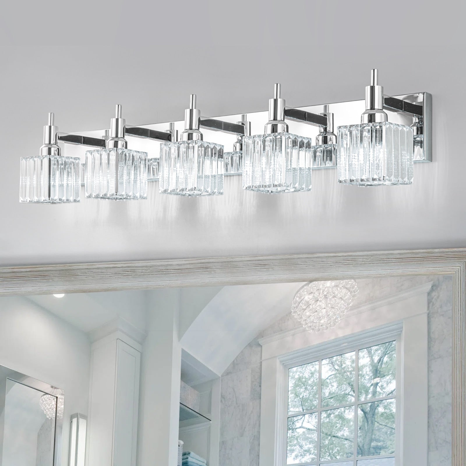 Appliques murales modernes en cristal pour salle de bain à 2, 3 ou 4 lumières