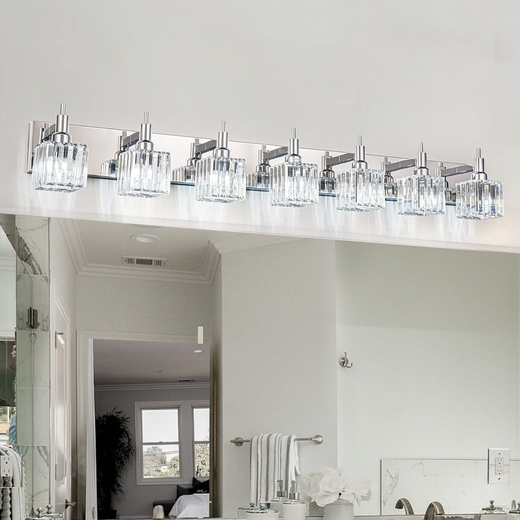 Appliques murales modernes en cristal pour salle de bain à 2, 3 ou 4 lumières