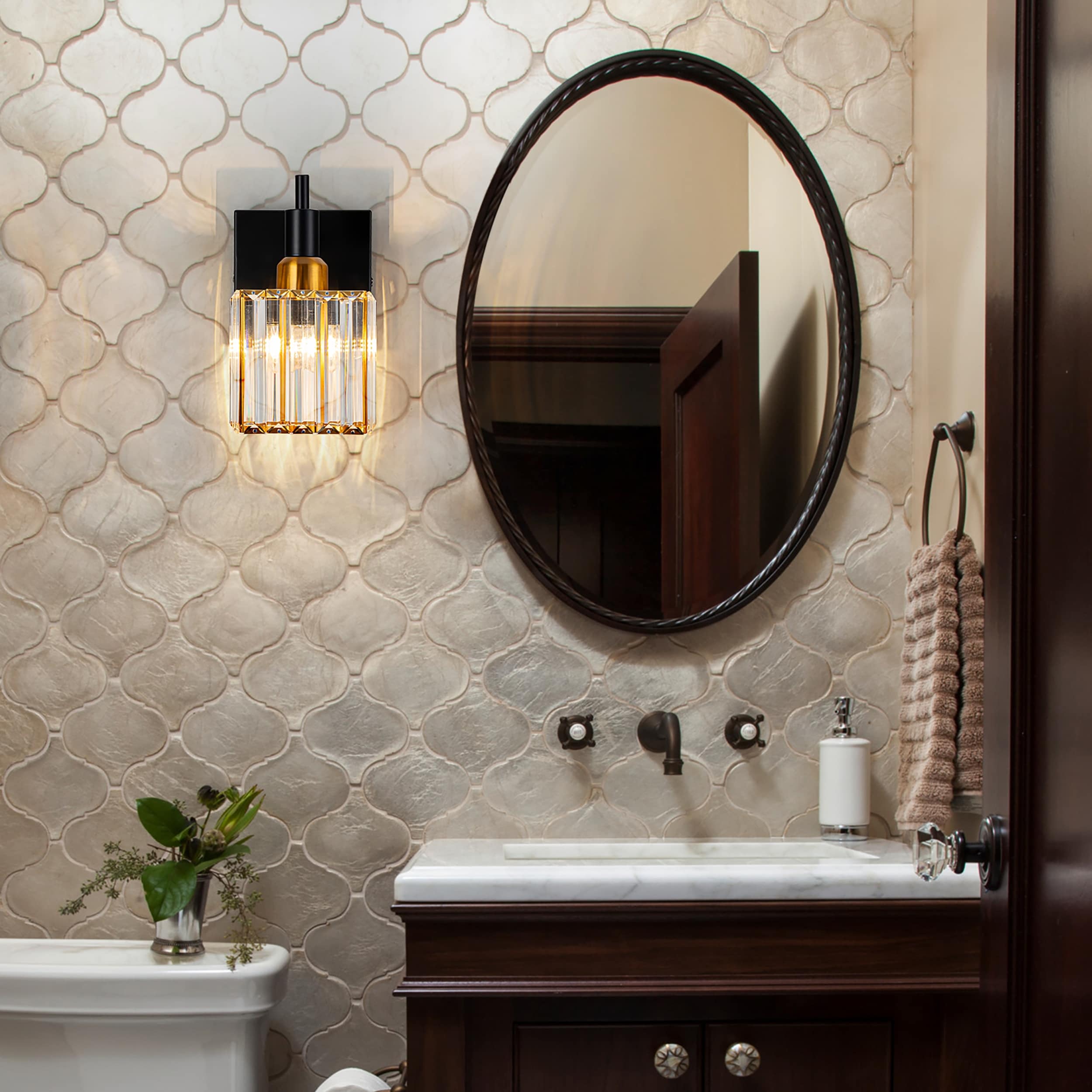Appliques murales modernes en cristal pour salle de bain à 2, 3 ou 4 lumières