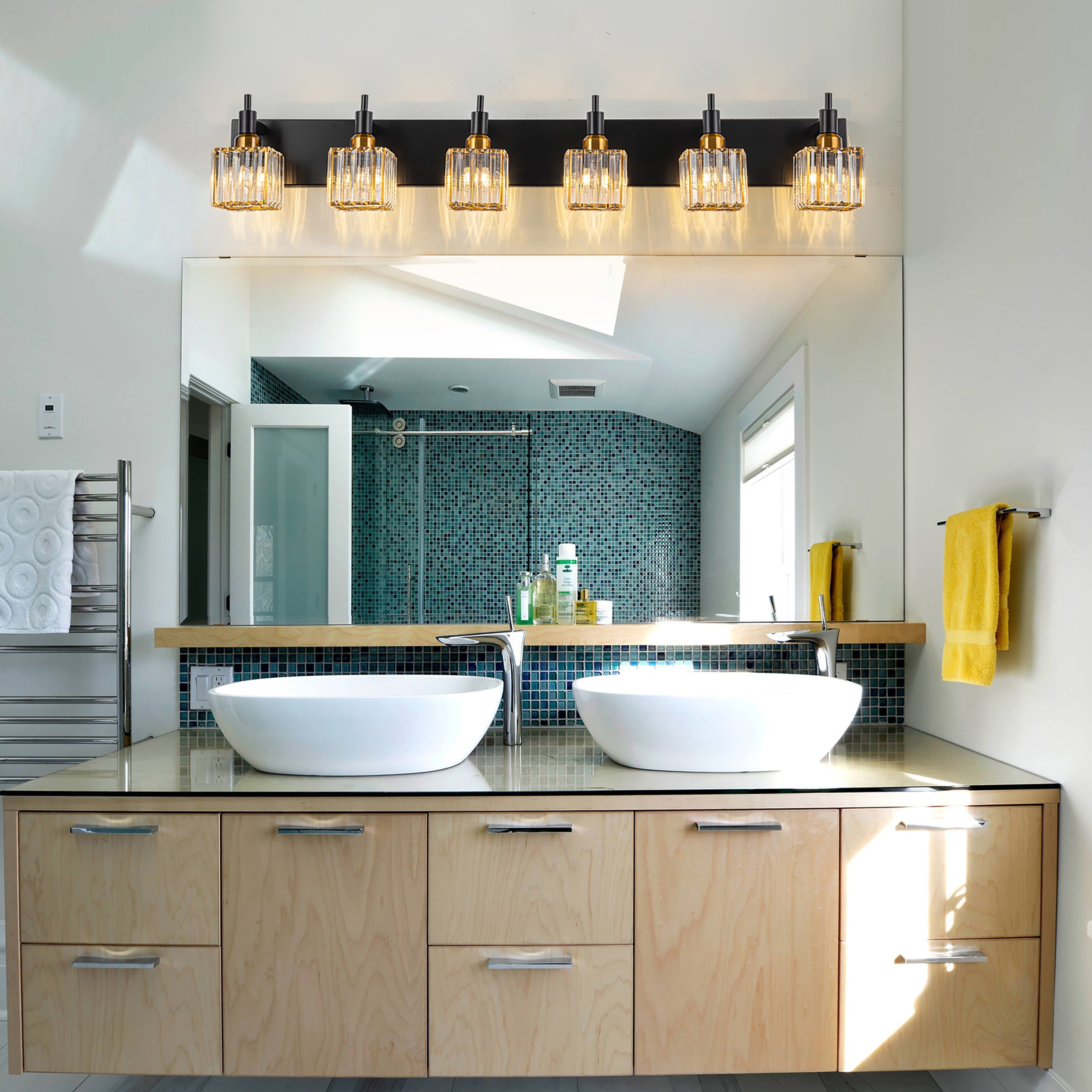 Appliques murales modernes en cristal pour salle de bain à 2, 3 ou 4 lumières