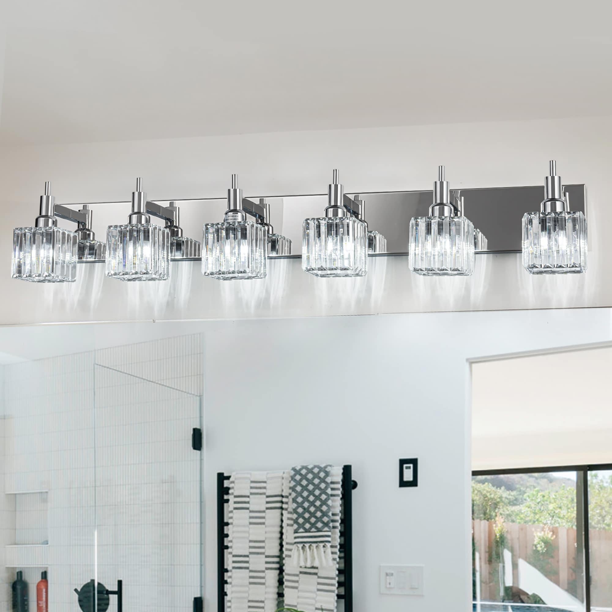 Appliques murales modernes en cristal pour salle de bain à 2, 3 ou 4 lumières