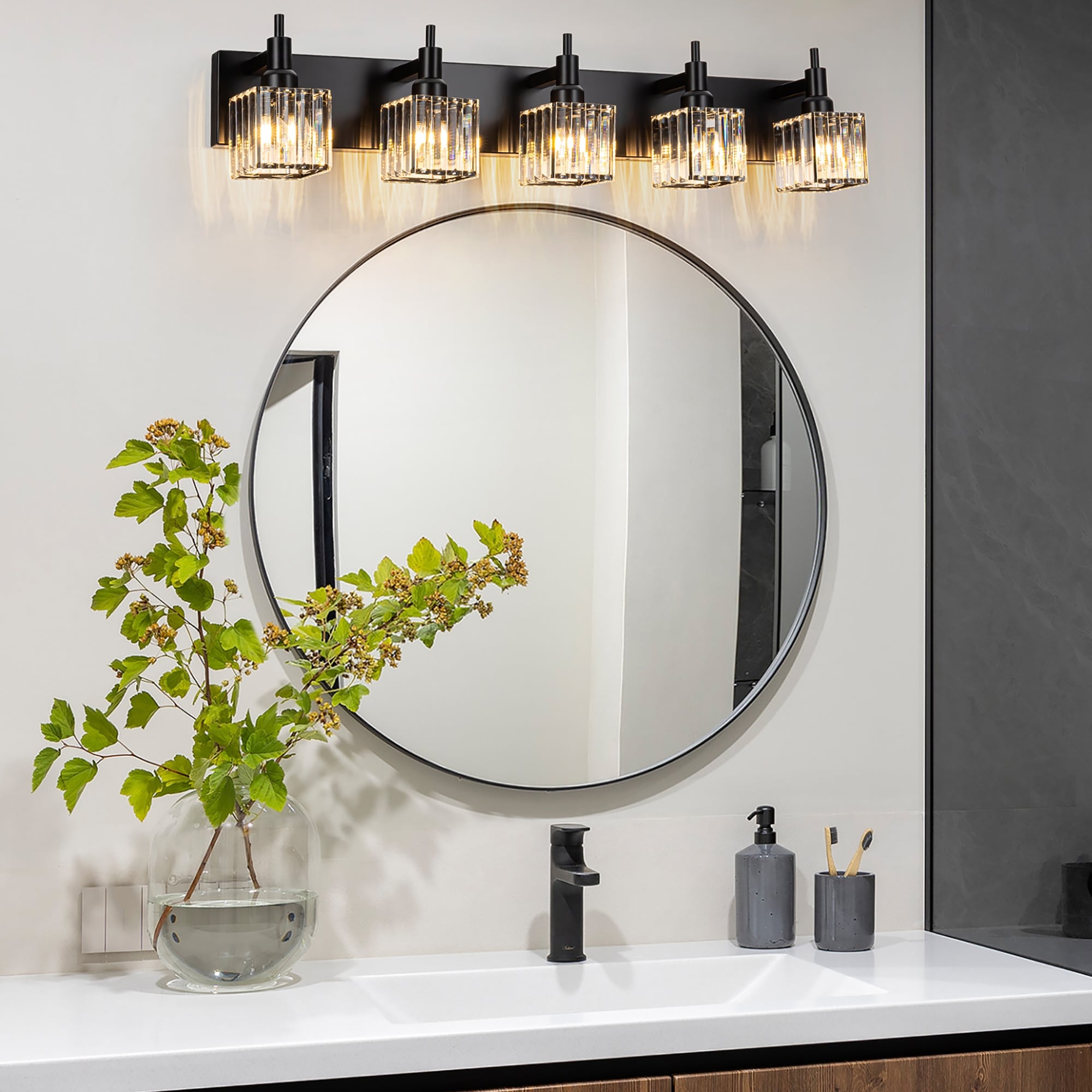 Appliques murales modernes en cristal pour salle de bain à 2, 3 ou 4 lumières