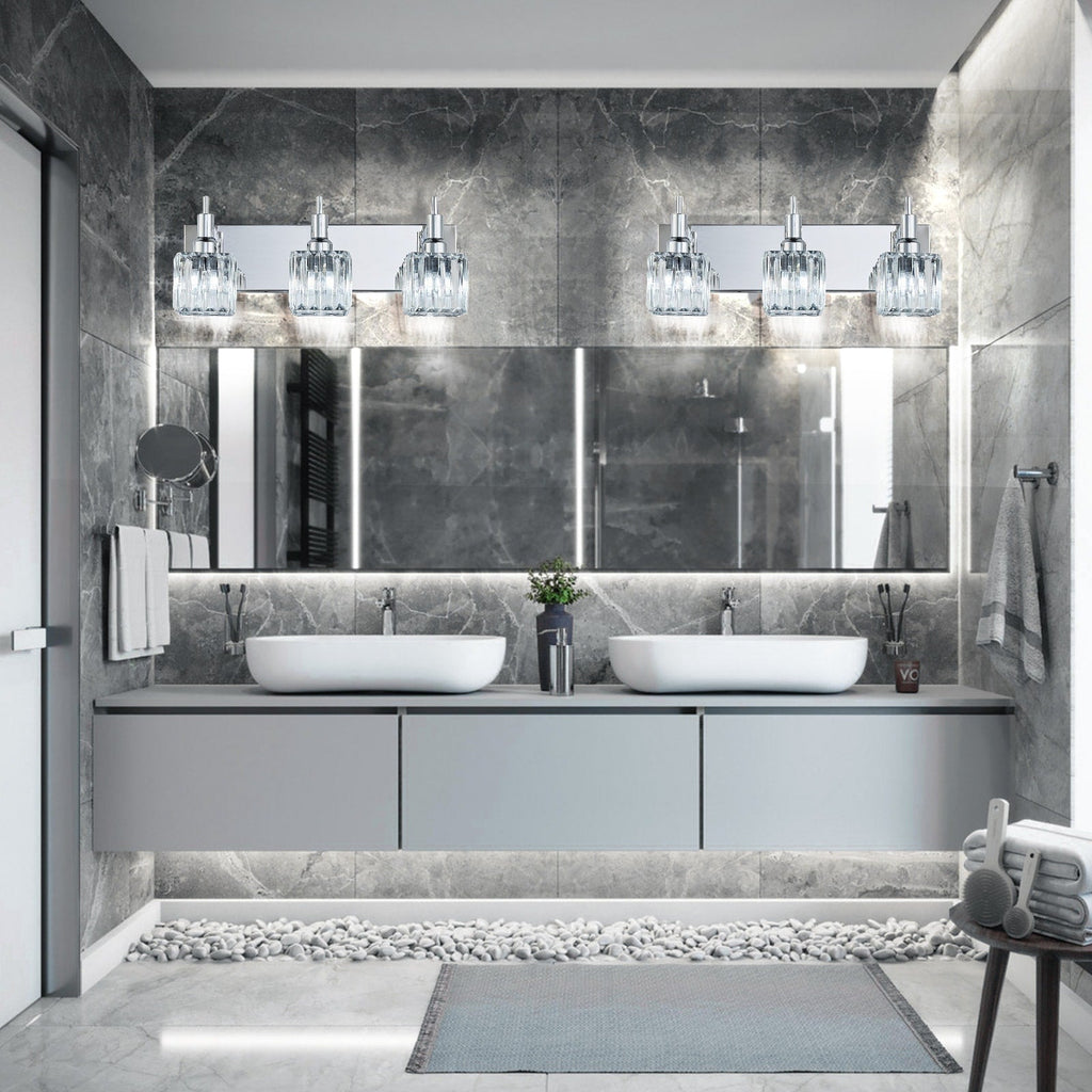 Appliques murales modernes en cristal pour salle de bain à 2, 3 ou 4 lumières