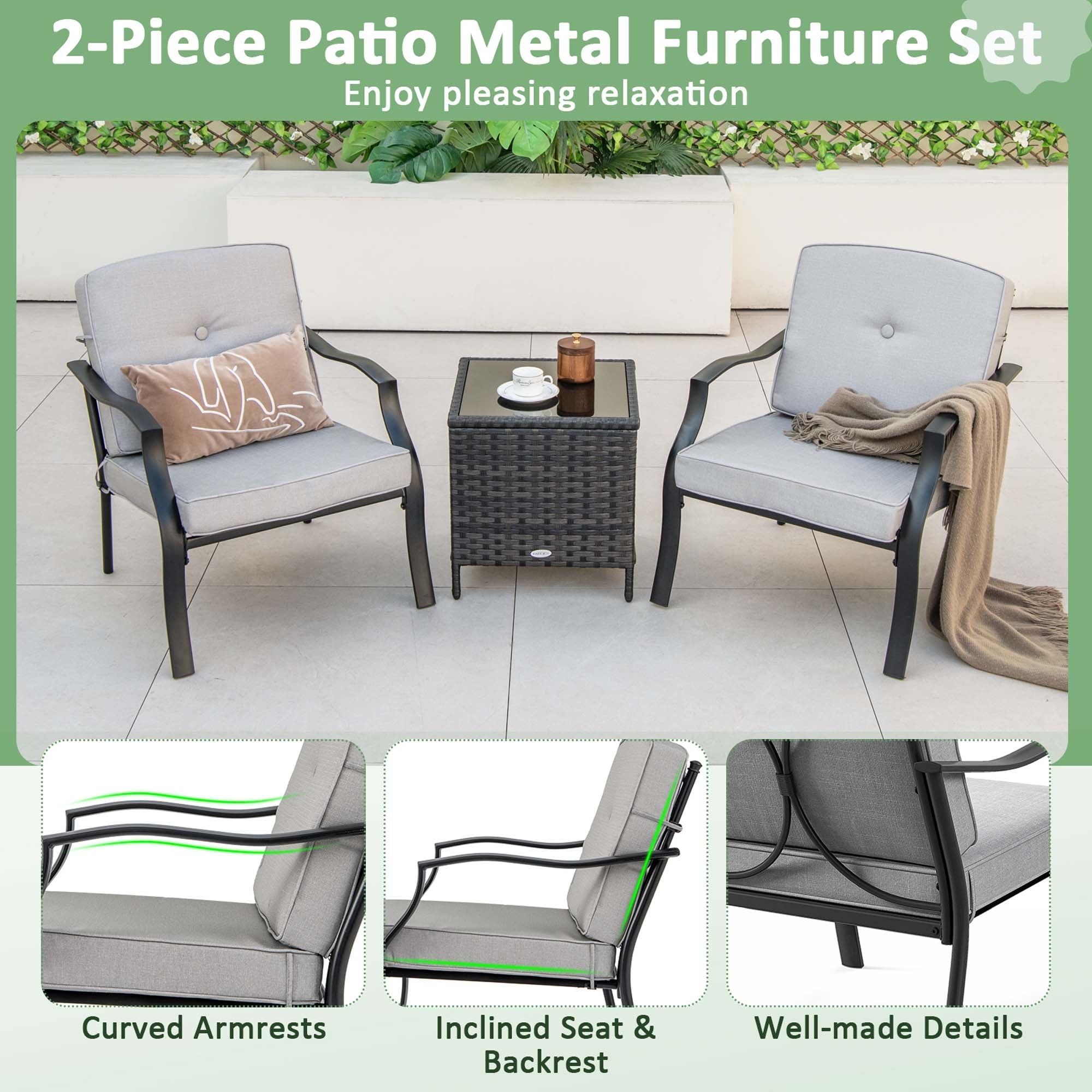 Ensemble de meubles de patio 2/4 pièces, ensemble de table et canapé de conversation d'extérieur