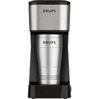 Cafetière à dosettes individuelle 2 tasses avec gobelet de voyage, 650 W, design compact en acier inoxydable