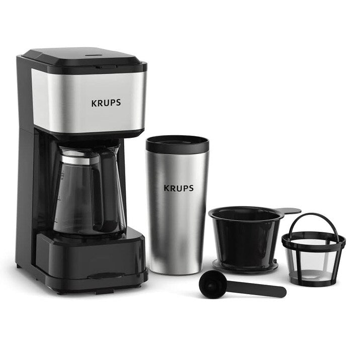 Cafetière de voyage 2 tasses, gobelet isotherme 14 oz, acier inoxydable, design compact pour une portion individuelle