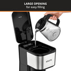 Cafetière de voyage 2 tasses, gobelet isotherme 14 oz, acier inoxydable, design compact pour une portion individuelle