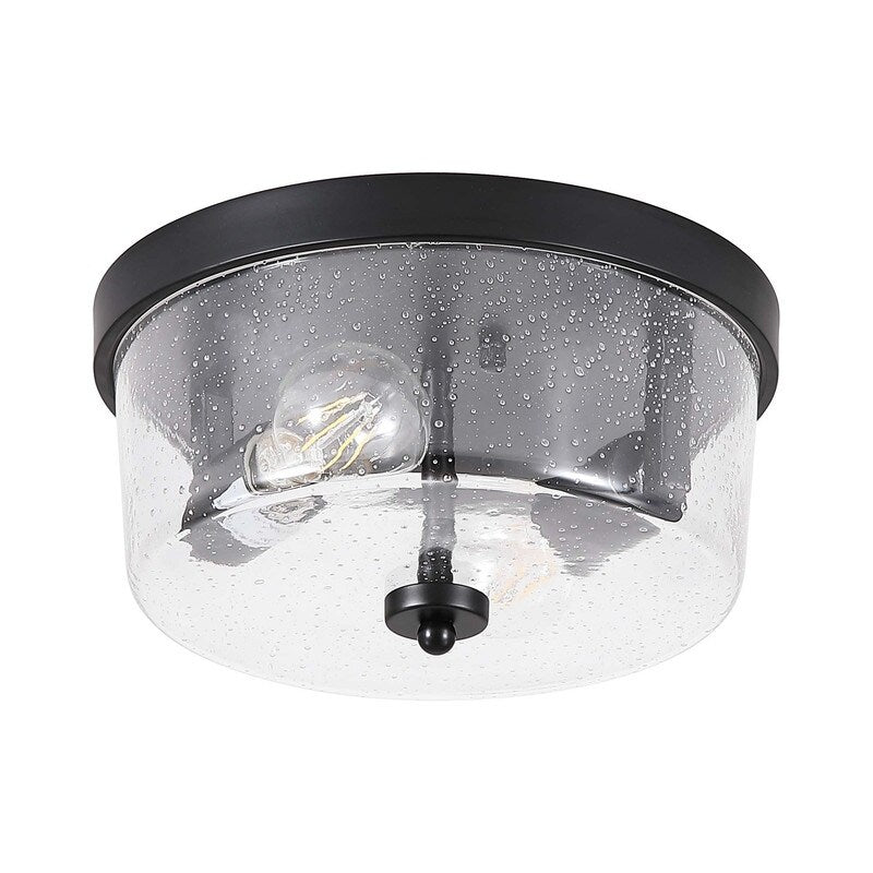 Plafonnier encastré noir à 2 lumières de style ferme - Lot de 2
