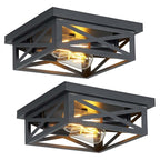 Plafonnier encastré noir à 2 lumières de style ferme - Lot de 2