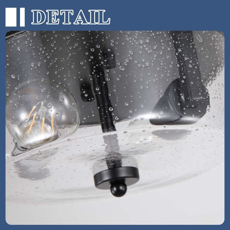 Plafonnier encastré noir à 2 lumières de style ferme - Lot de 2