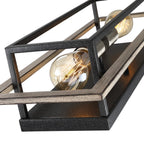 Applique murale rustique à 2 lumières, noir/bois, à intensité variable – 20 po H x 7 po L x 5 po P – 7 po L