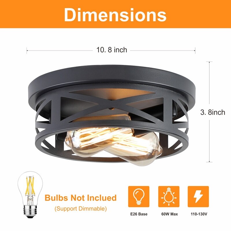 Plafonnier encastré à 2 lampes de style ferme - Lot de 2