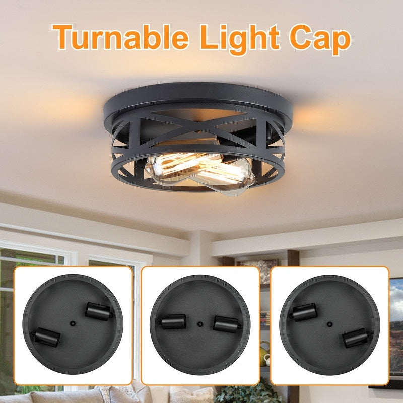 Plafonnier encastré à 2 lampes de style ferme - Lot de 2