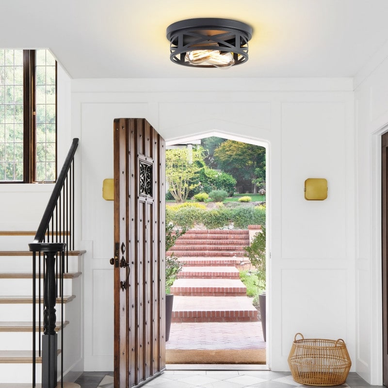 Plafonnier encastré à 2 lampes de style ferme - Lot de 2