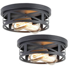 Plafonnier encastré à 2 lampes de style ferme - Lot de 2